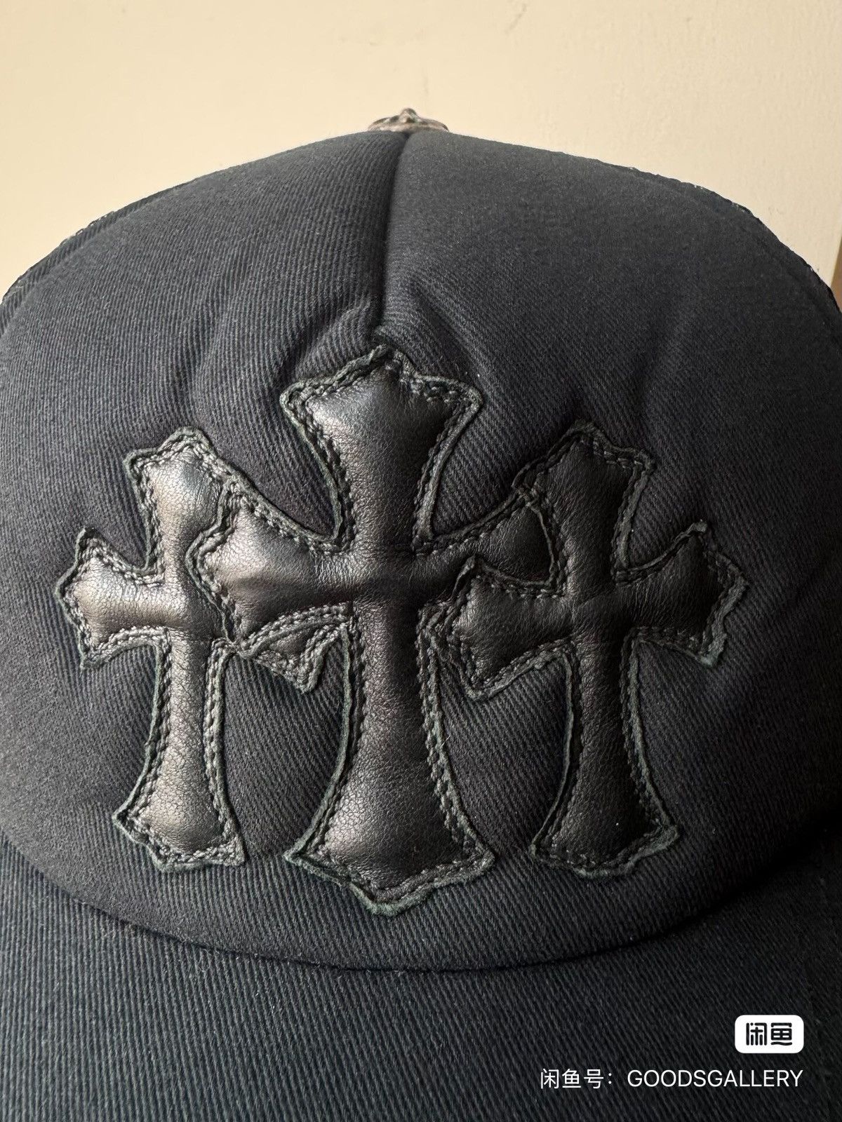 Chrome Hearts Chrome Hearts Black Triple-Cross Patch Leather Baseball Cap Size ONE SIZE - 8 Thumbnail