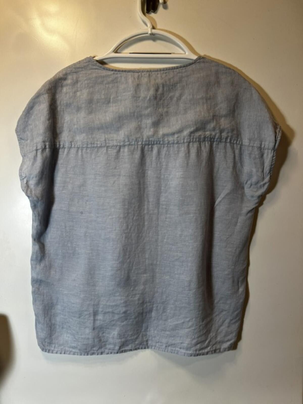 Elie Tahari TAHARI Blue 100% Linen Shirt Size M / US 6-8 / IT 42-44 - 4 Thumbnail