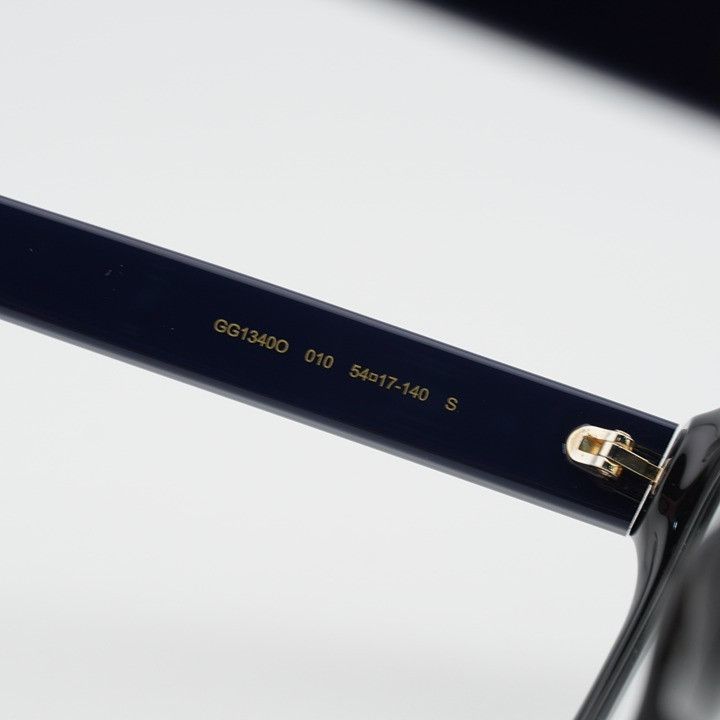 Gucci Gucci GG1340O 010 Eyeglasses Shiny Black/Blue 55mm Square Size ONE SIZE - 8 Thumbnail