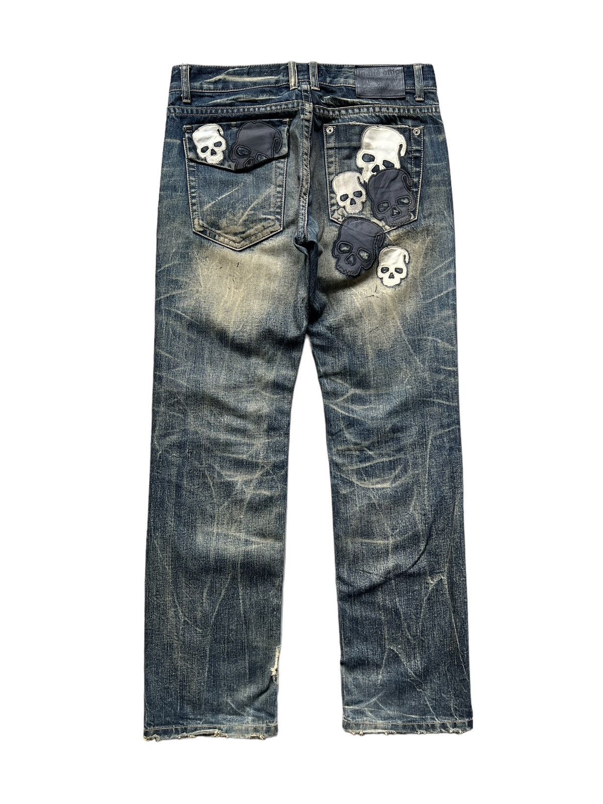 Image of In The Attic Skulls Patch Raw Denim, Men's (Size 33)