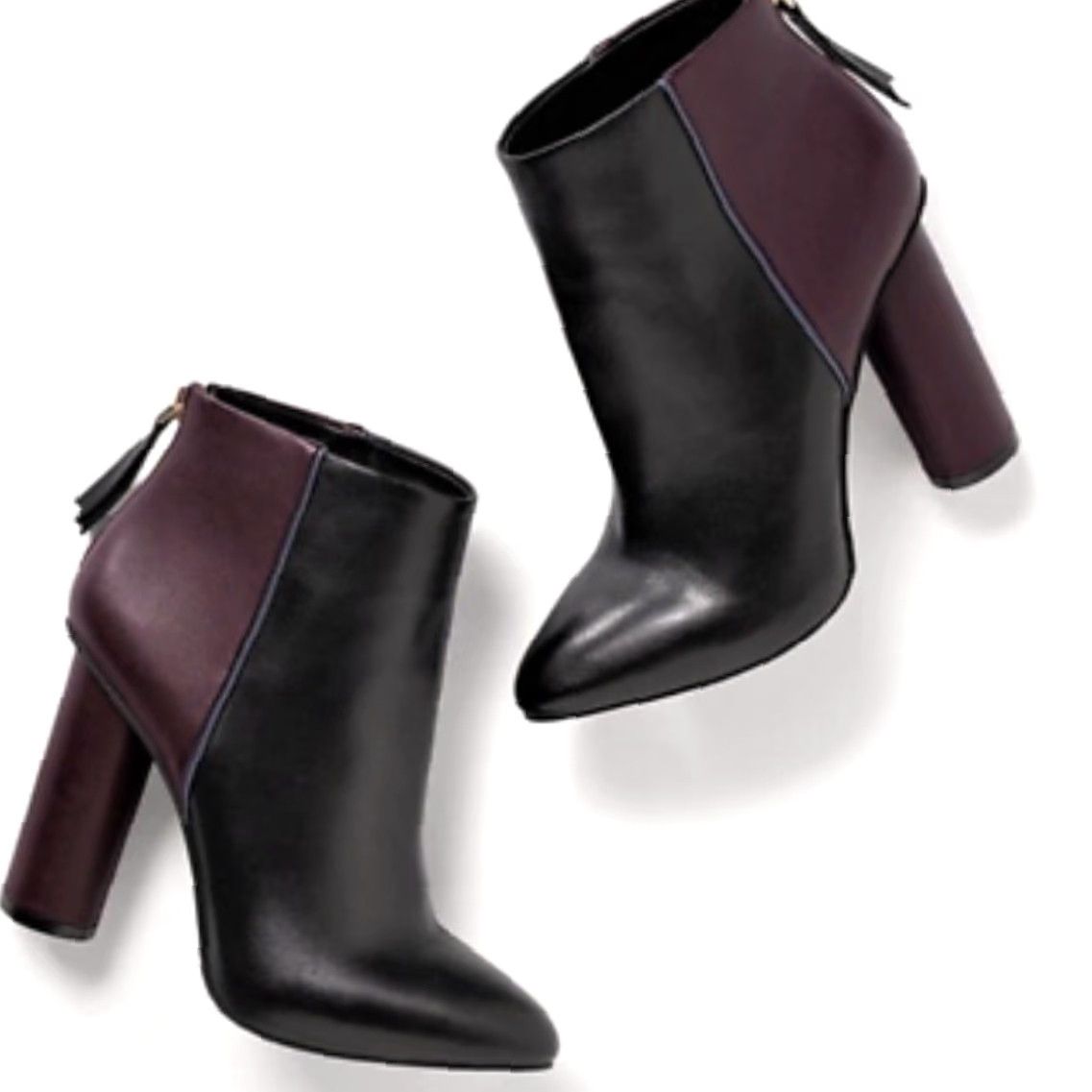 Vintage CABI NEW Black Burgundy Leather Boots Ankle High Heel 10 M Back Zip Leather Boot Women Size US 10 / IT 40 - 2 Thumbnail