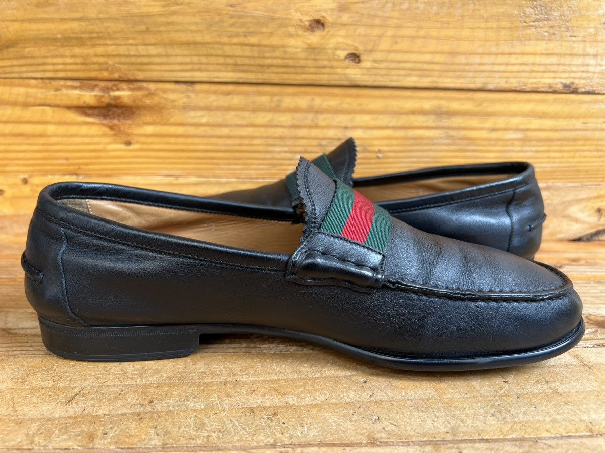 Gucci Gucci Leather Soft Leather Moccasin Loafers Green & Red Web Size US 7.5 / EU 40-41 - 9 Thumbnail