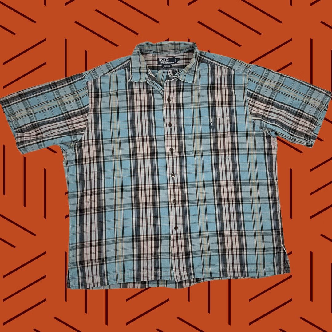 Polo Ralph Lauren VTG Polo Ralph Lauren Caldwell Shirt Mens 2XL Blue Plaid Button Up Collar Shirt Polo Ralph Lauren Size US XXL / EU 58 / 5 - 1 Thumbnail