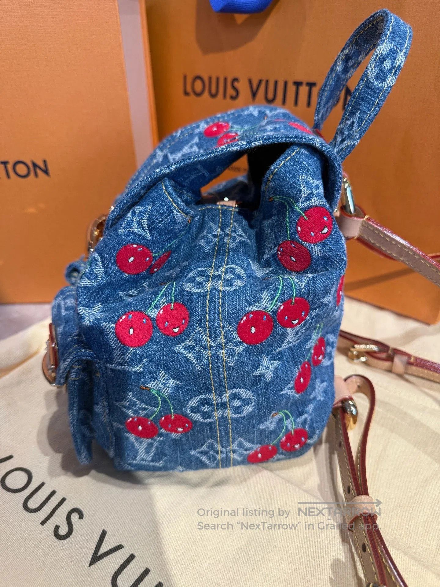 Takashi Murakami LV x Murakami Cherry Denim Backpack. Size ONE SIZE - 5 Thumbnail