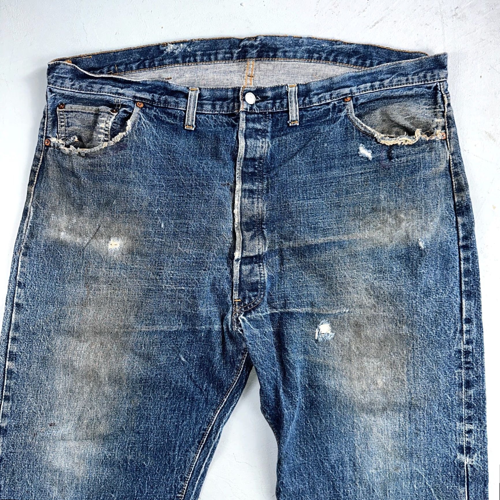 Levi's VINTAGE Levi's 501 Jeans Men Large XX 70s USA Selvedge Distressed Straight Cotton Blue Casual Size US 32 / EU 48 - 2 Thumbnail