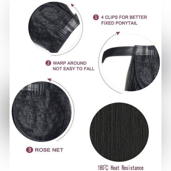 Other 22 Inches Black Long Synthetic Wrapped Ponytail Extension Size ONE SIZE - 5 Thumbnail