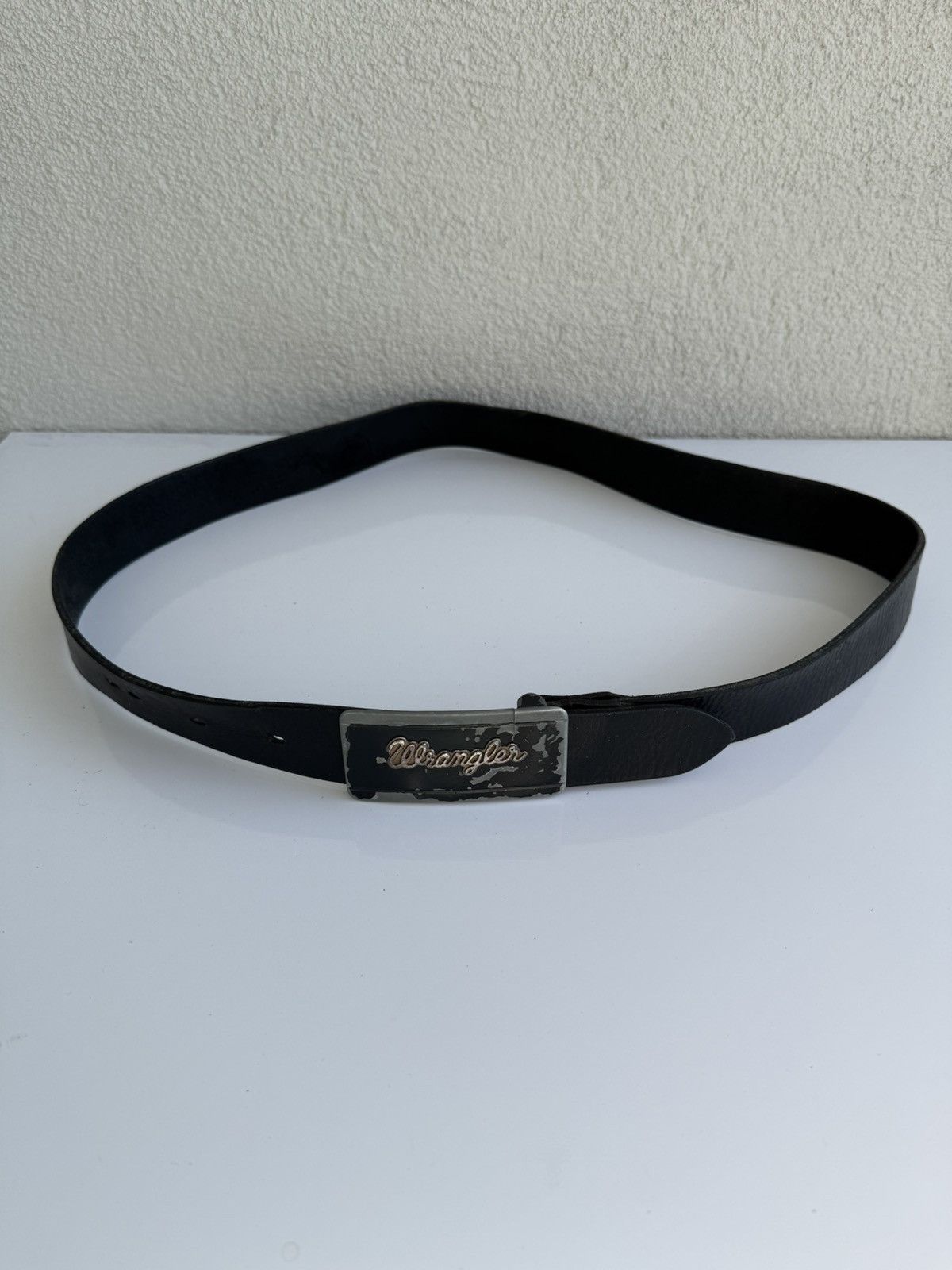 Wrangler Wrangler Vintage Logo Buckle Leather Belt Black Size ONE SIZE - 5 Thumbnail