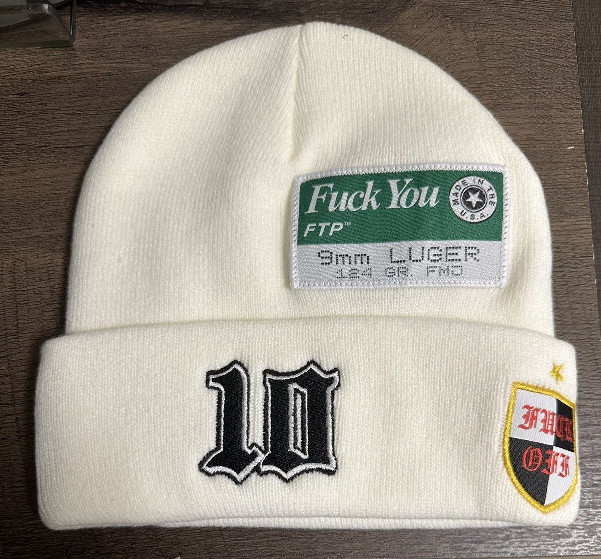 Fuck The Population FTP Club Logo Beanie White SS25. Patch Work. New & Authentic Size ONE SIZE - 4 Thumbnail