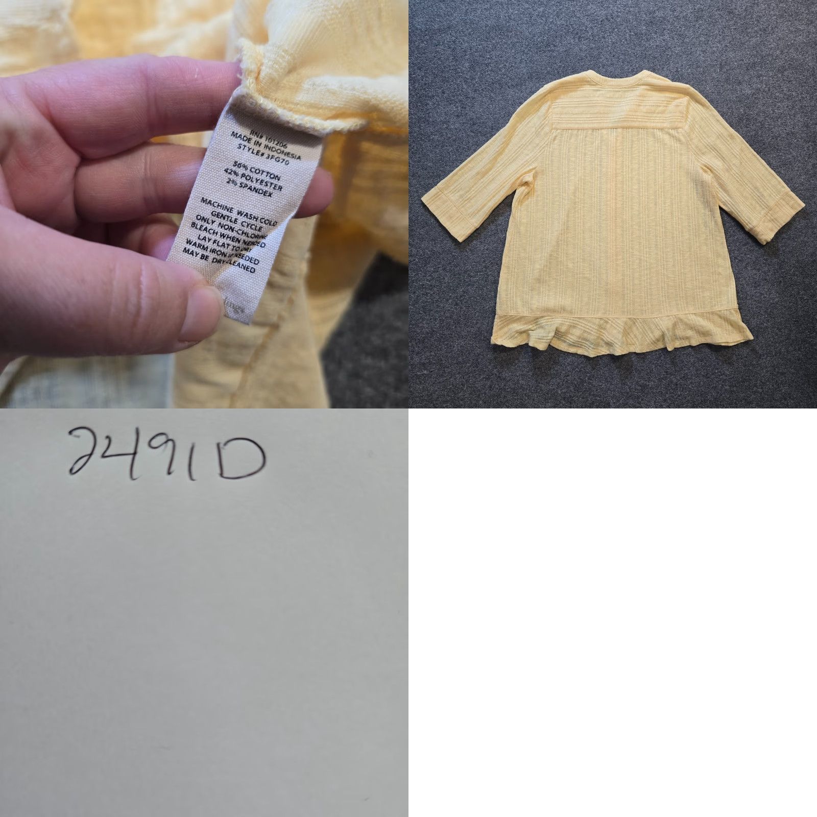 Soft Surroundings Soft Surroundings Top Womens XL Petite Yellow Ribbed Button Stretch Casual Blouse V-Neck 3/4 Sleeve Size XL / US 12-14 / IT 48-50 - 8 Thumbnail