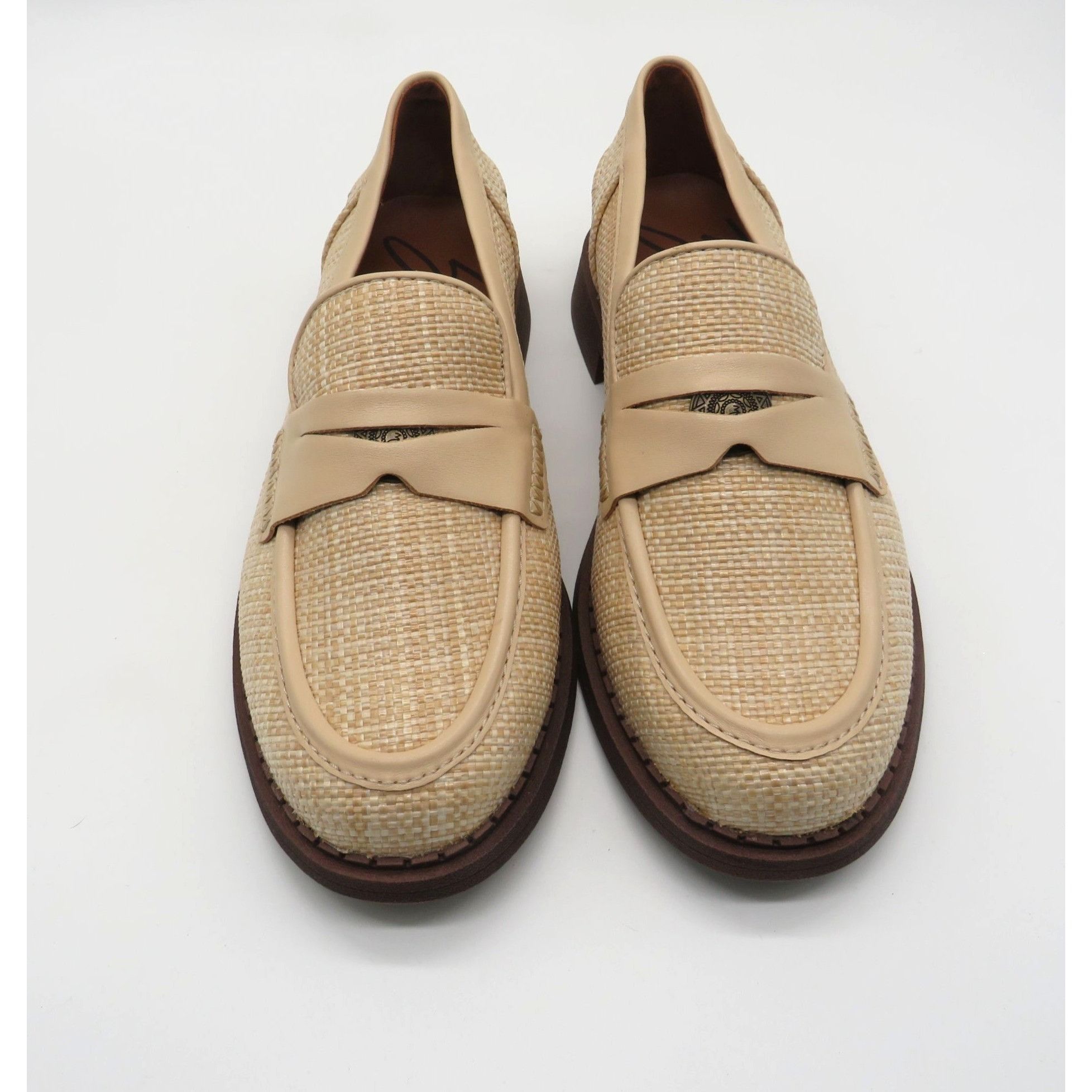 Other Zodiac Women's Beige Woven Penny Loafers With Faux Leather T Size US 7.5 / IT 37.5 - 2 Thumbnail