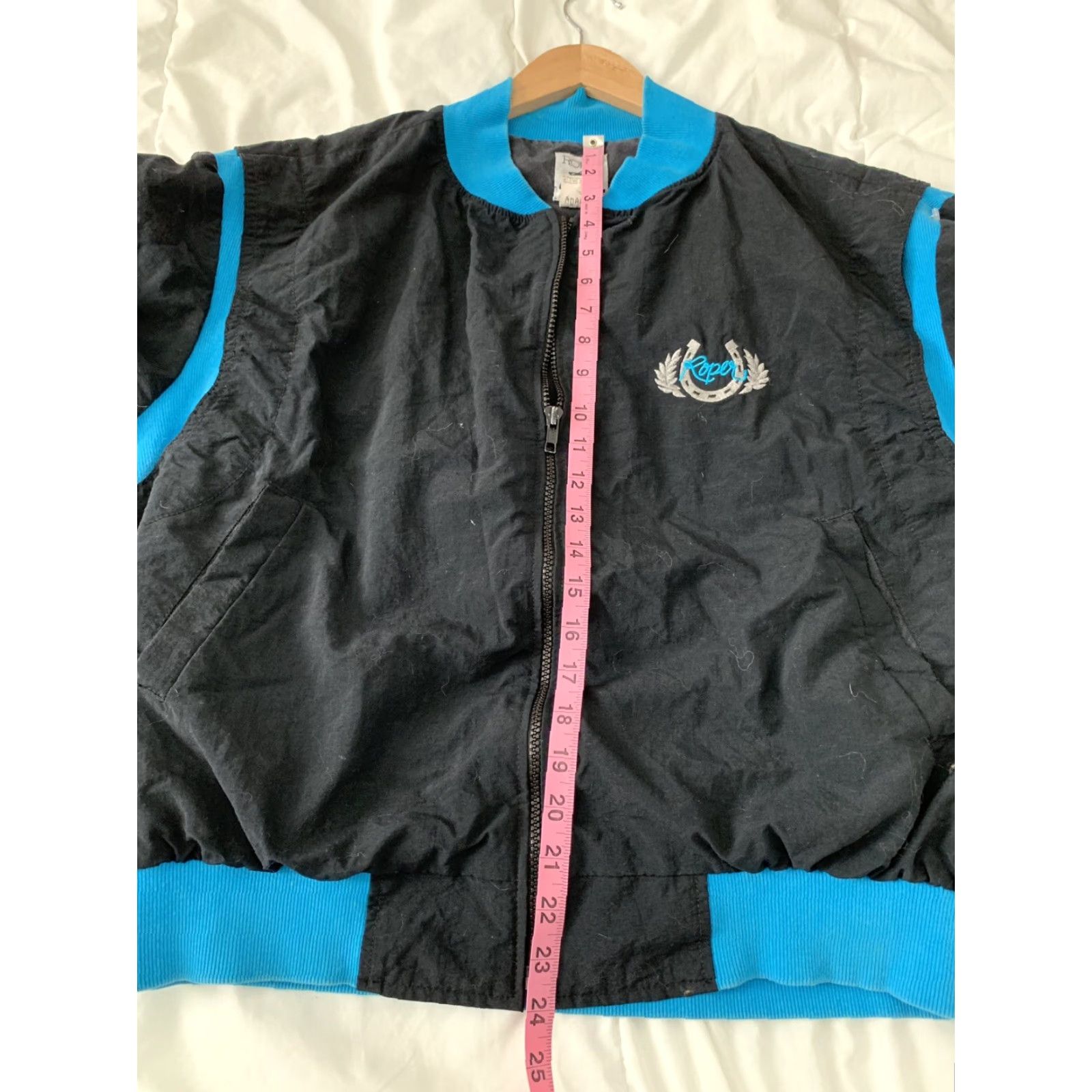 Roper VINTAGE ROPER Jacket Men's L Blue USA Embroidered Full Zip Nylon Size US L / EU 52-54 / 3 - 8 Thumbnail