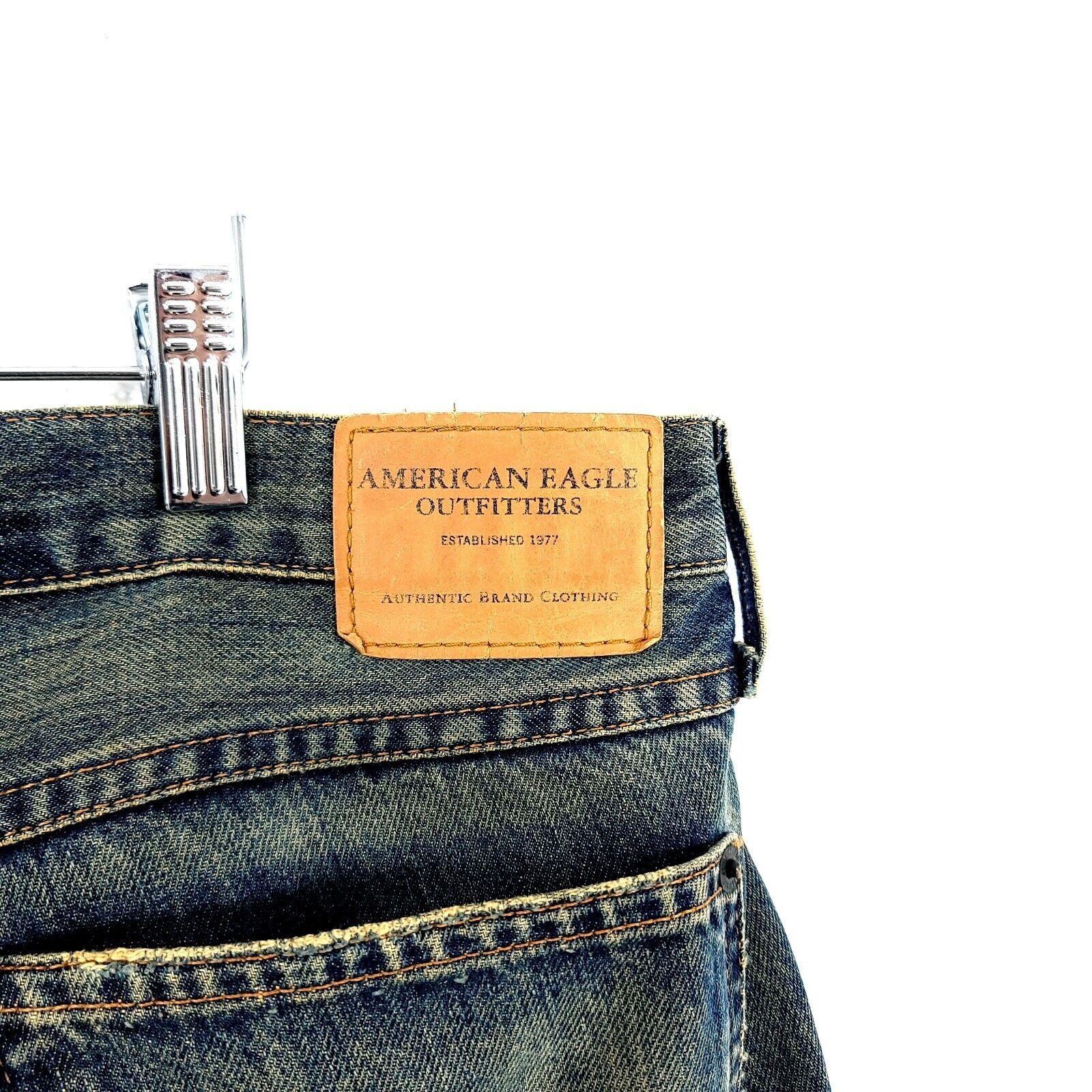 American Eagle Outfitters American Eagle Distressed Blue Brown Whiskering Stone Wash D Size US 40 / EU 56 - 5 Thumbnail