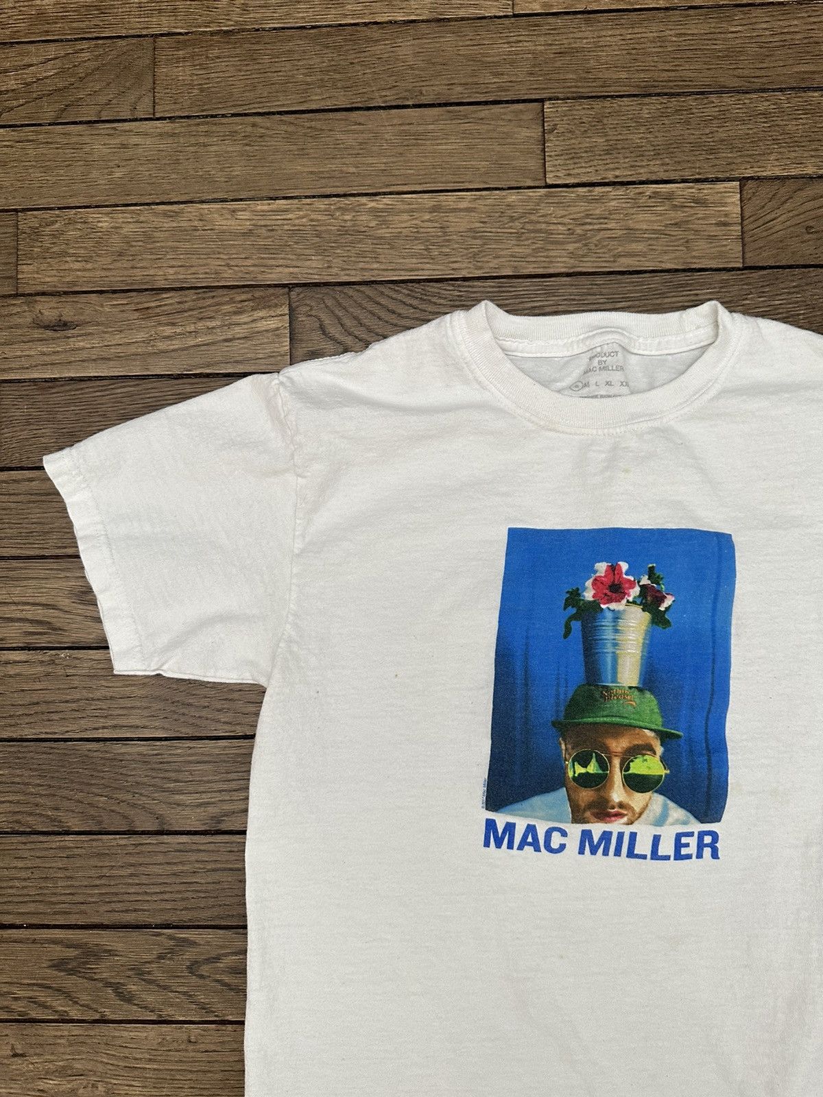 Image of Mac Miller White Flower Portrait Photo Tee Sz. Small, Men's