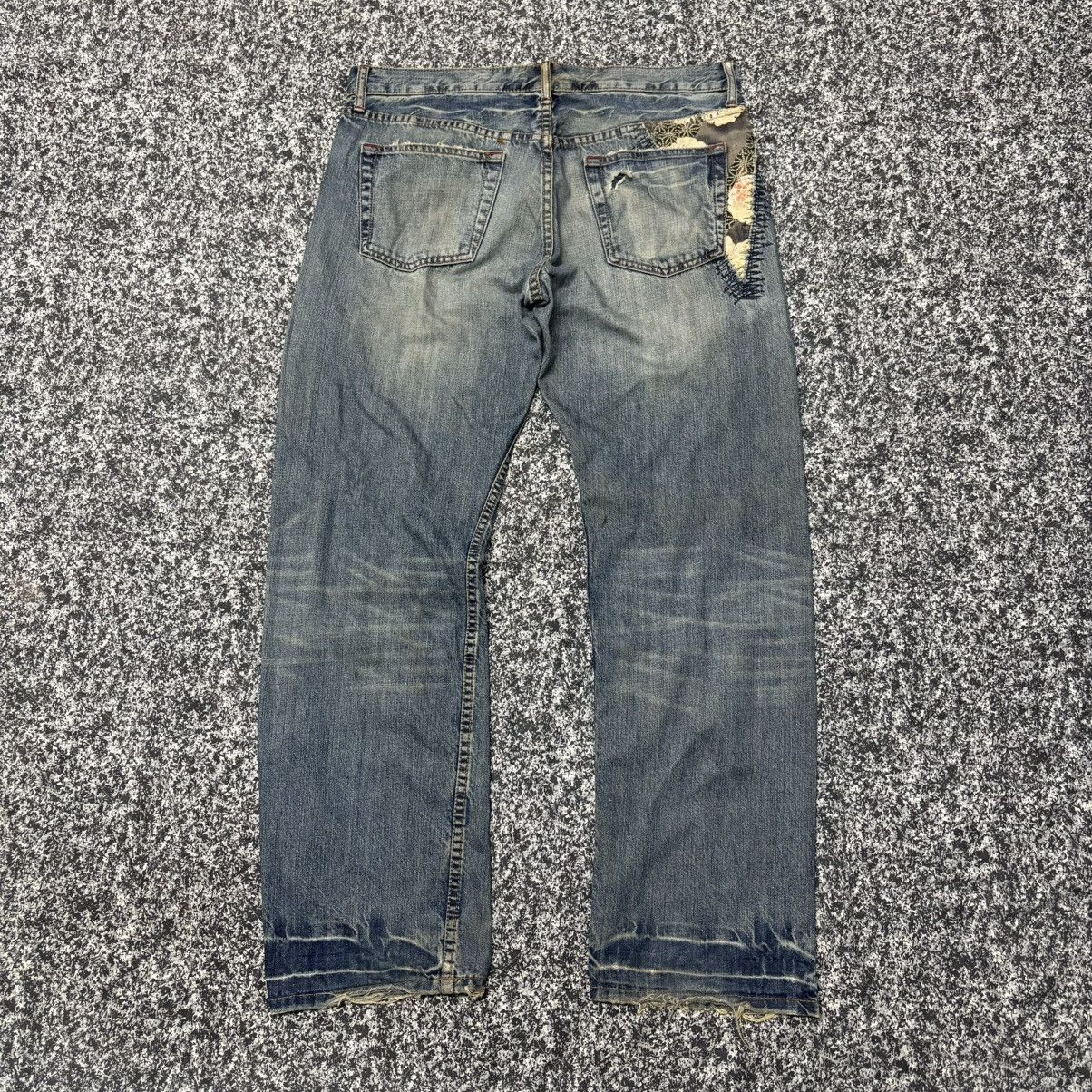 Japanese Brand × Takeo Kikuchi 🔴 Vintage Takeo Kikuchi Patchwork Distressed Denim Jeans 🔴 Size US 36 / EU 52 - 2 Thumbnail