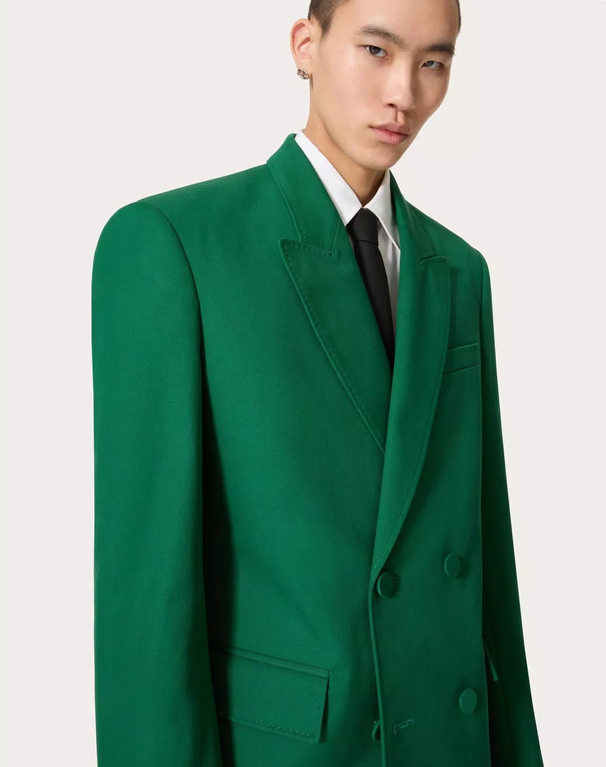 Valentino oc11z0725 Double Breasted Jacket In Stretch in Green Size US L / EU 52-54 / 3 - 5 Thumbnail