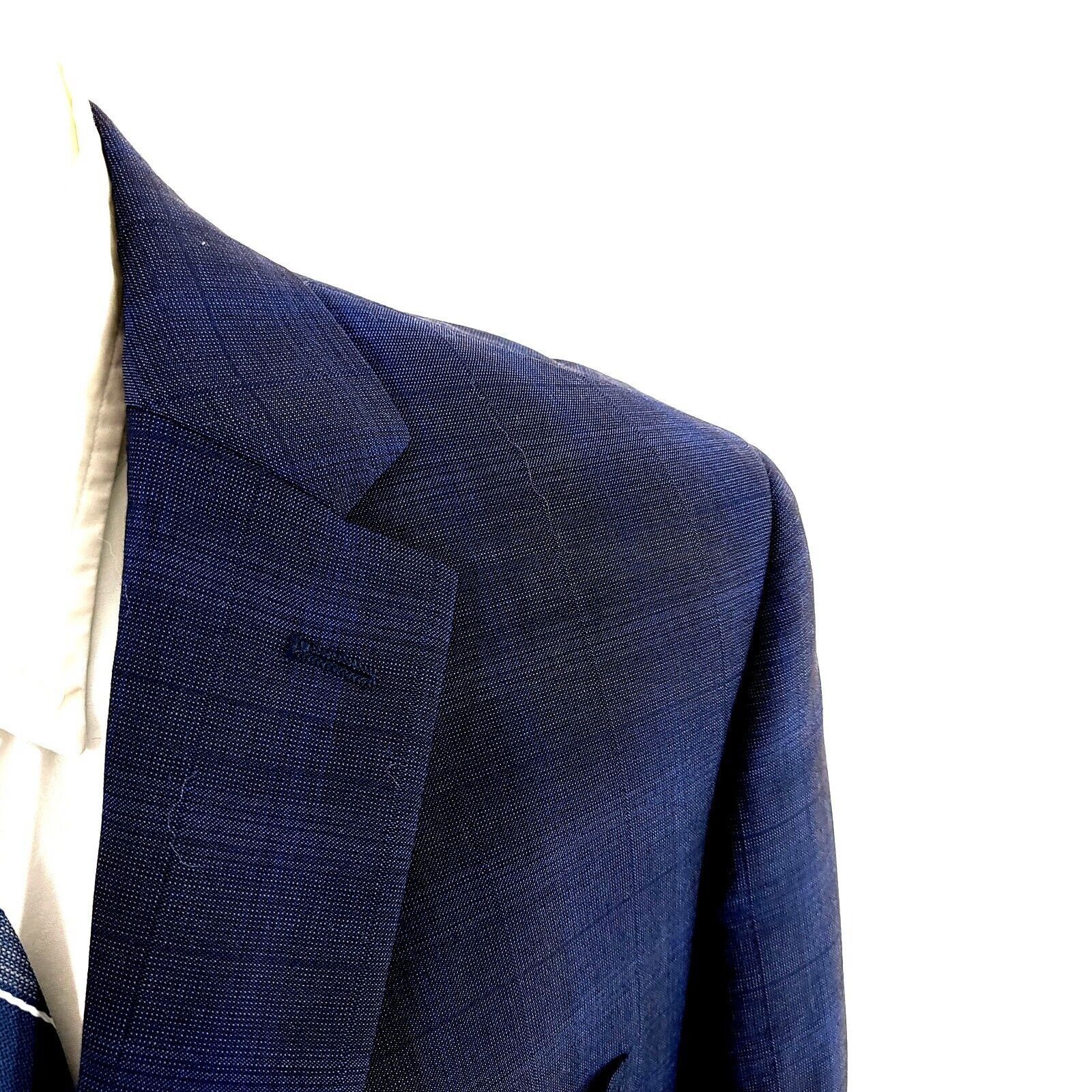 Calvin Klein Calvin Klein Wool 2 Button Blue Birdseye Windowpane Blazer 4 Size 42R - 4 Thumbnail