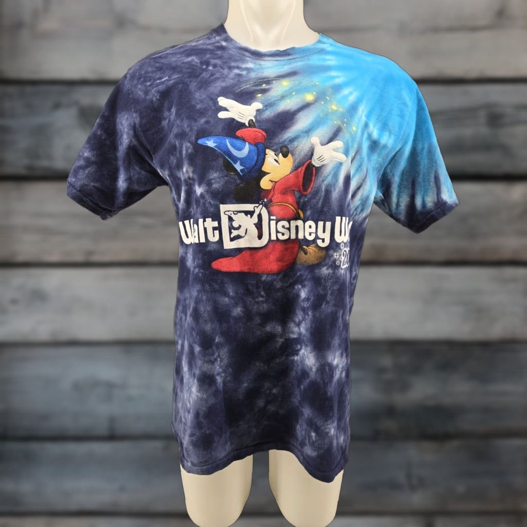 Disney Disney Parks 2017 T-Shirt Tee Tie Dye Mickey Mouse Fantasia Disney Brand Shirt Mens LRG Blue Cotton Graphic Print Short Sleeve Crew Neck Vintage: No Size US L / EU 52-54 / 3 - 1 Thumbnail