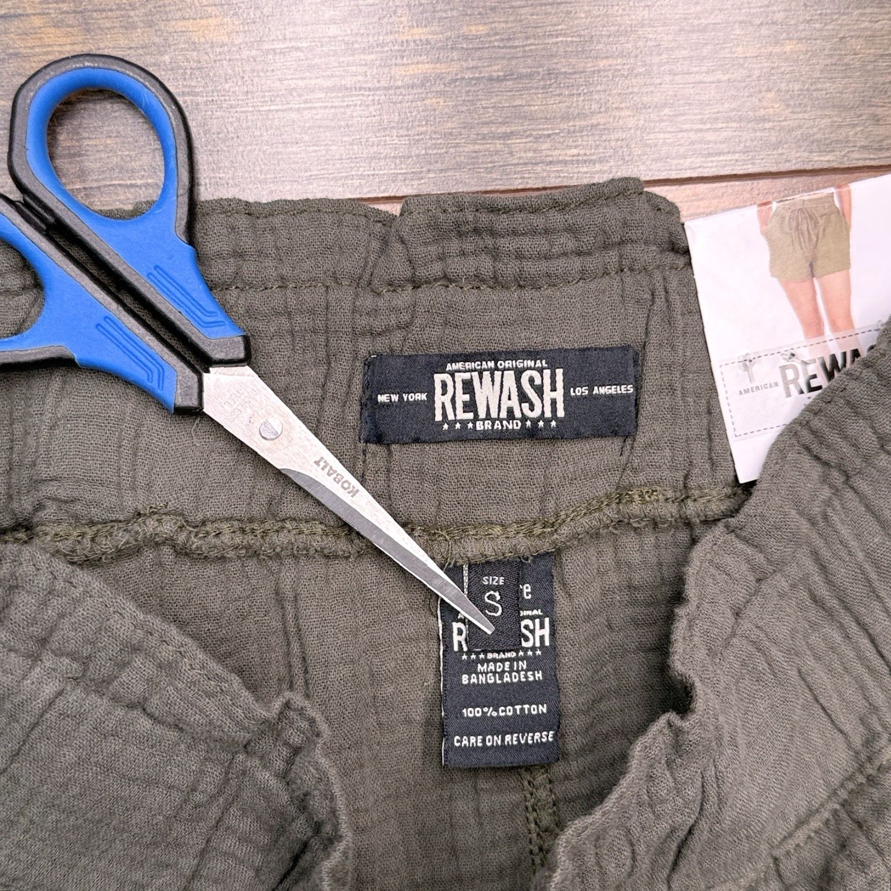 Vintage Rewash Gauze Shorts Womens S Olive Green Pull On Flat Front Paperbag 100% Cotton Casual Summer City Modern Womens Size 28" / US 6 / IT 42 - 5 Thumbnail