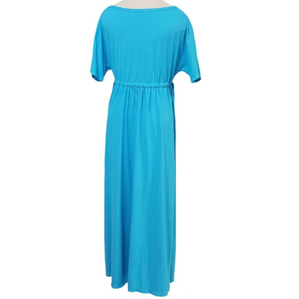 Designer CT1778 UV Skinz Sunwear UPF 50+Turquoise Maxi Dress L Size L / US 10 / IT 46 - 3 Thumbnail