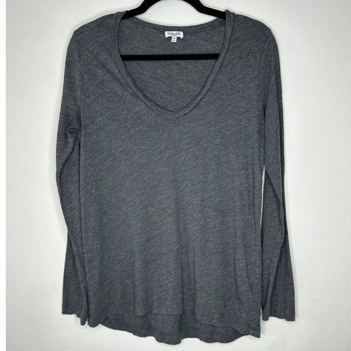 Splendid Splendid Gray Light Long Sleeve Deep VNeck Sweater Top Med Size M / US 6-8 / IT 42-44 - 2 Thumbnail