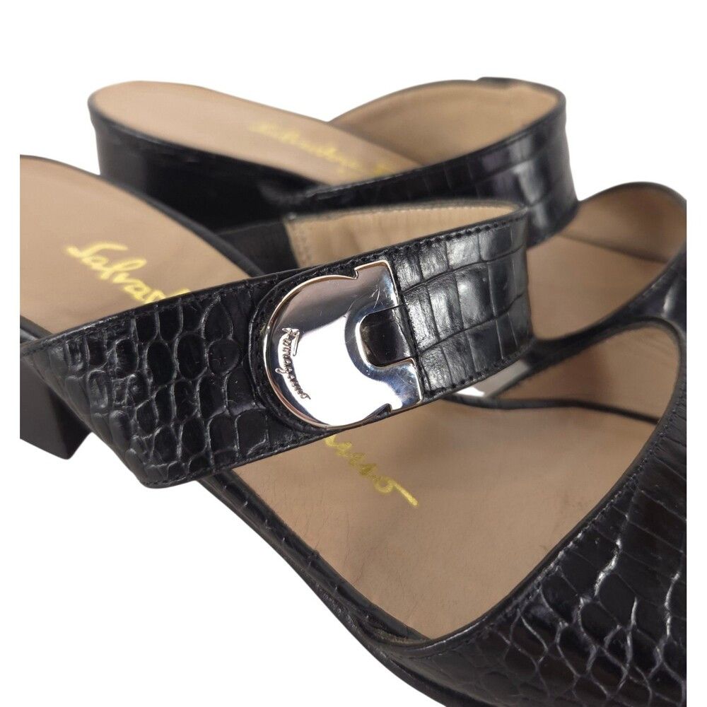 Salvatore Ferragamo Vintage Salvatore Ferragamo Croc Embossed Gancini Sandal 4.5 Size US 4.5 / IT 34.5 - 5 Thumbnail