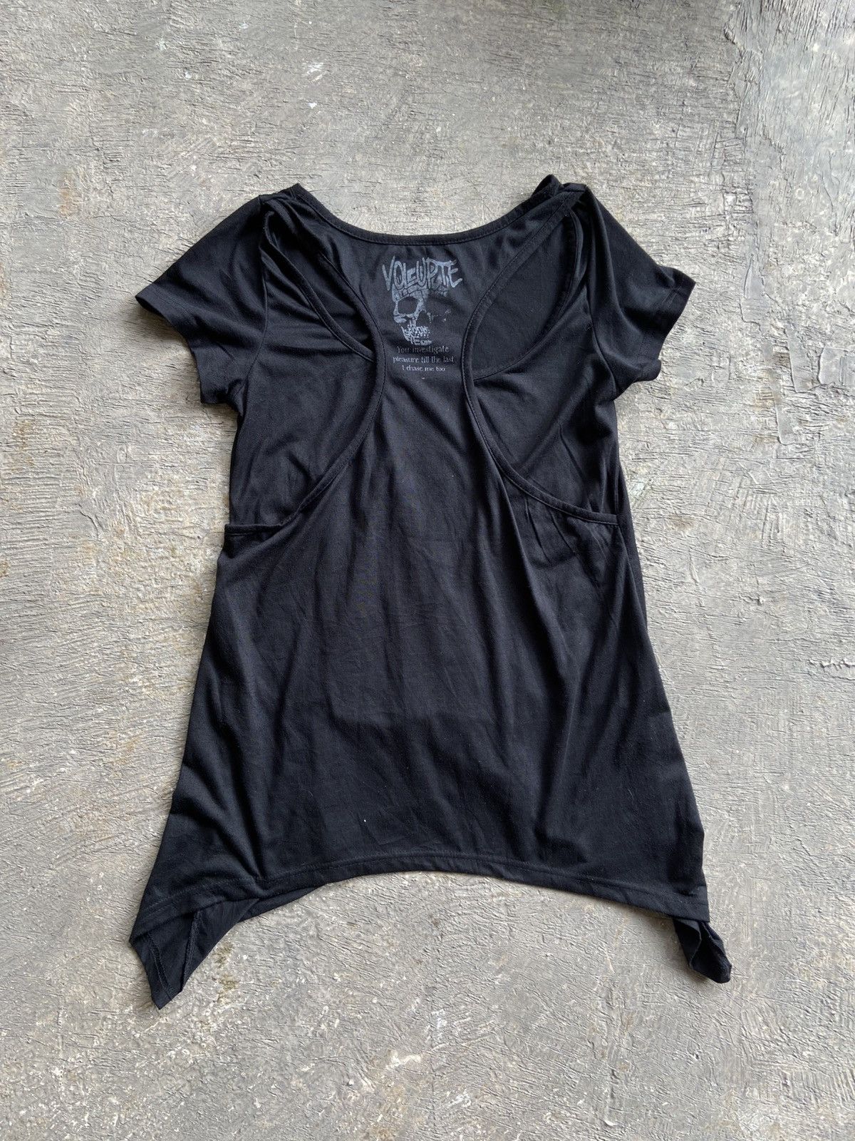 14th Addiction 2000s Edge Line - Vkei Style Poem Skull Shoulder Hole Tee Size ONE SIZE - 9 Thumbnail