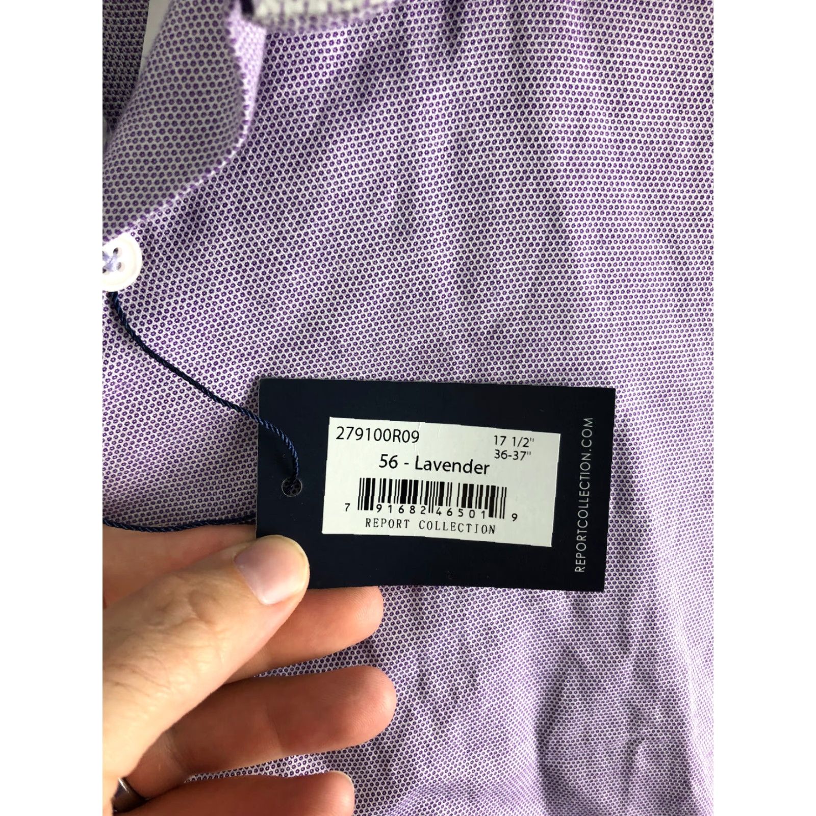 Vintage Report Collection Mens XL 36-37 Lavender Long Sleeve Spread Collar Shirt Size US XL / EU 56 / 4 - 6 Thumbnail
