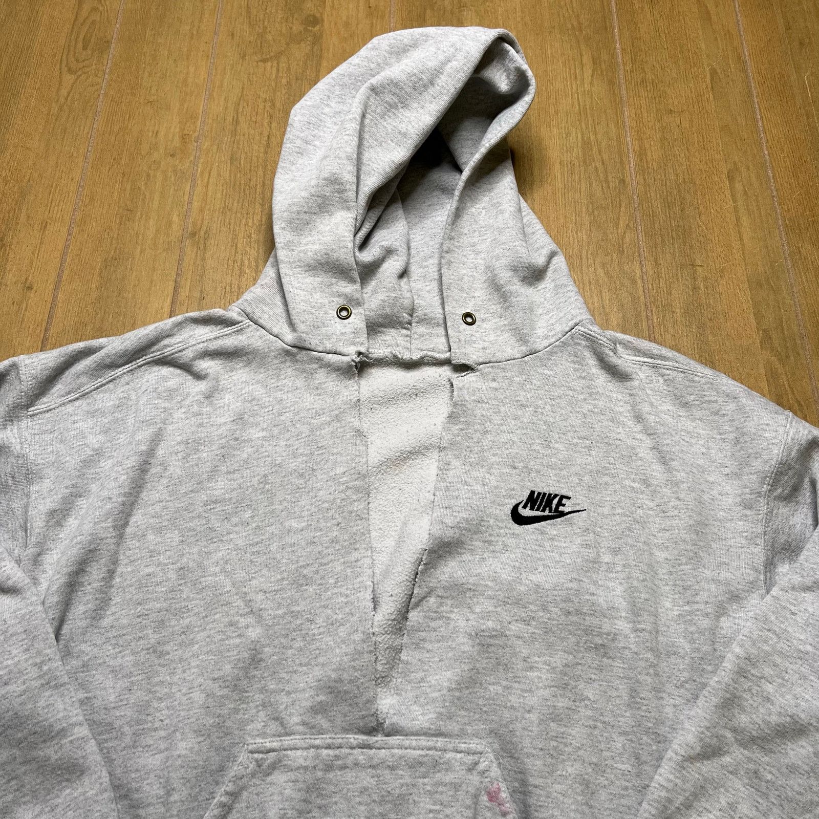 Nike Vintage 90s Nike Swoosh Hoodie Grey Size XL Distress Rip Size US XL / EU 56 / 4 - 2 Thumbnail