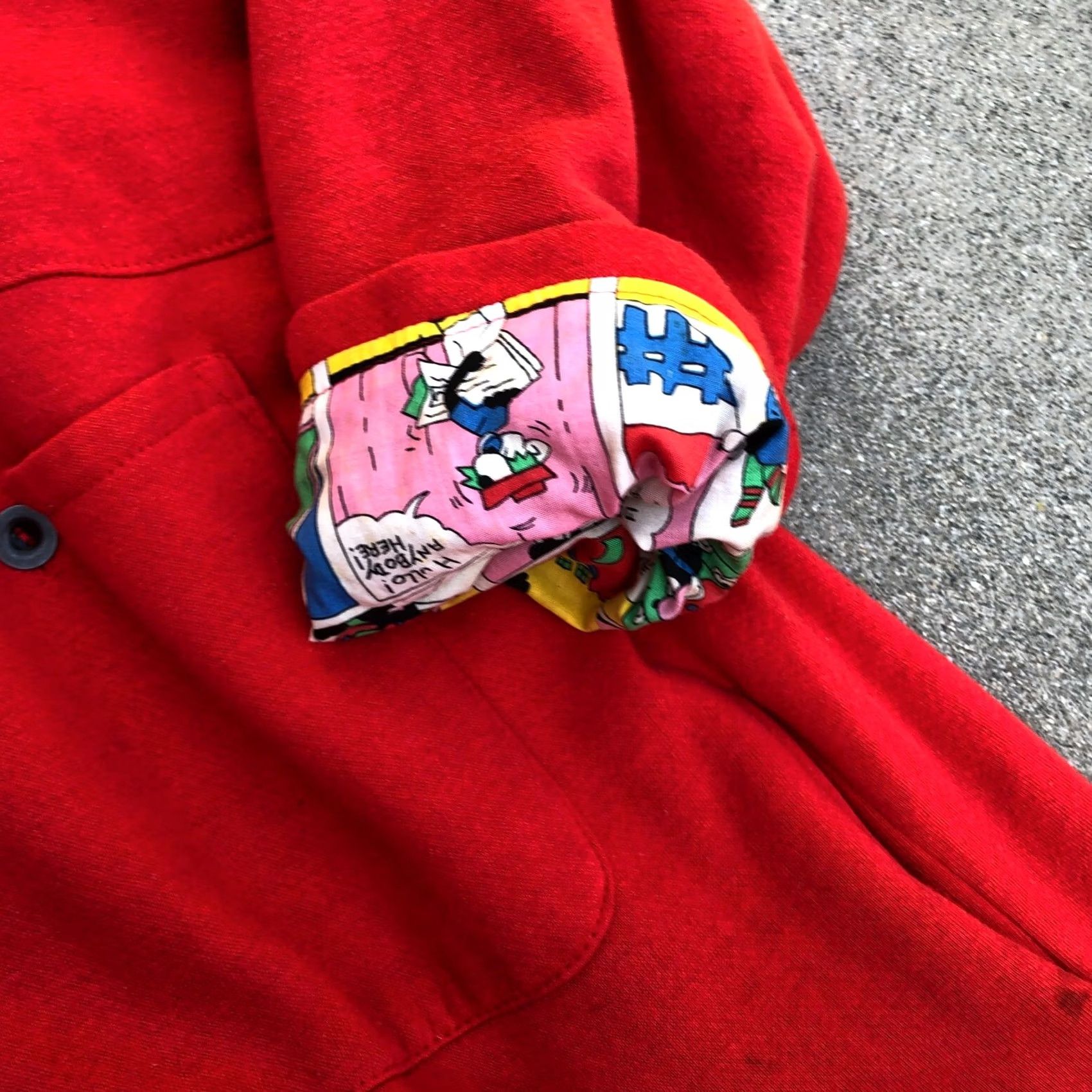 Bebe VINTAGE BEBE FURRRINA Long Jacket Coat Womens XL Red Comic Strip Lined 80s Size XL / US 12-14 / IT 48-50 - 7 Thumbnail