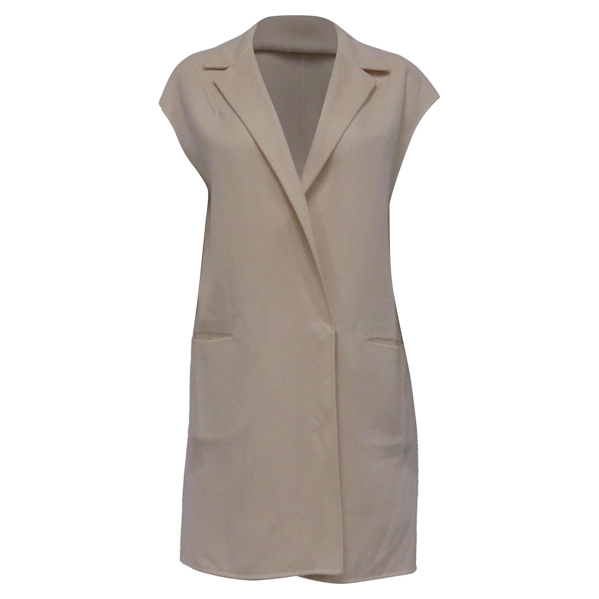 Loro Piana Loro Piana Sleeveless Coat with Pockets in Cream Cashmere Size XS / US 0-2 / IT 36-38 - 1 Thumbnail