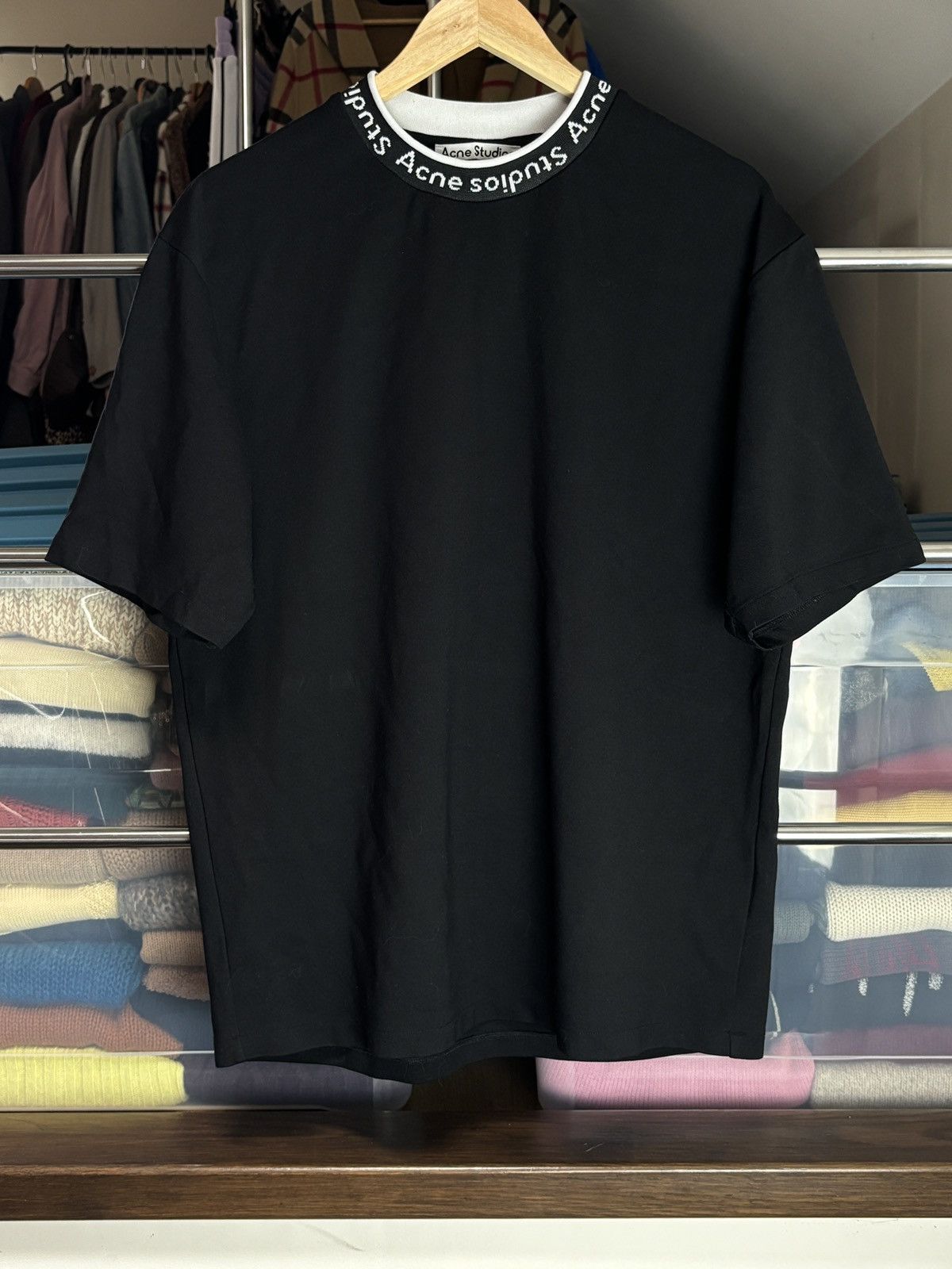 Acne Studios ブラック ロゴTシャツ XL アクネ スタジオ ブラック 