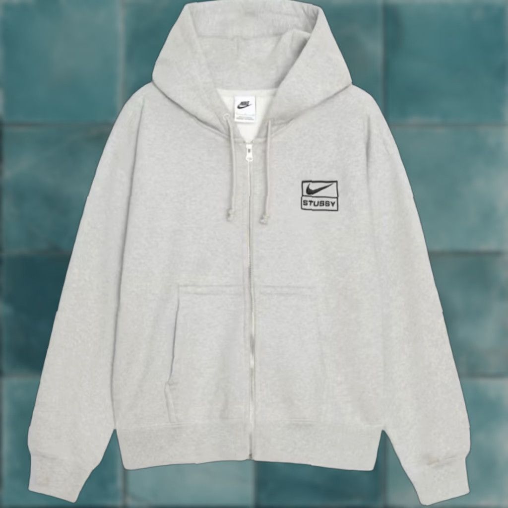 トップス Stussy x Nike Fleece Zip Hoodie \"Grey 11-29-23-StussyNike-ZipUp-Grey