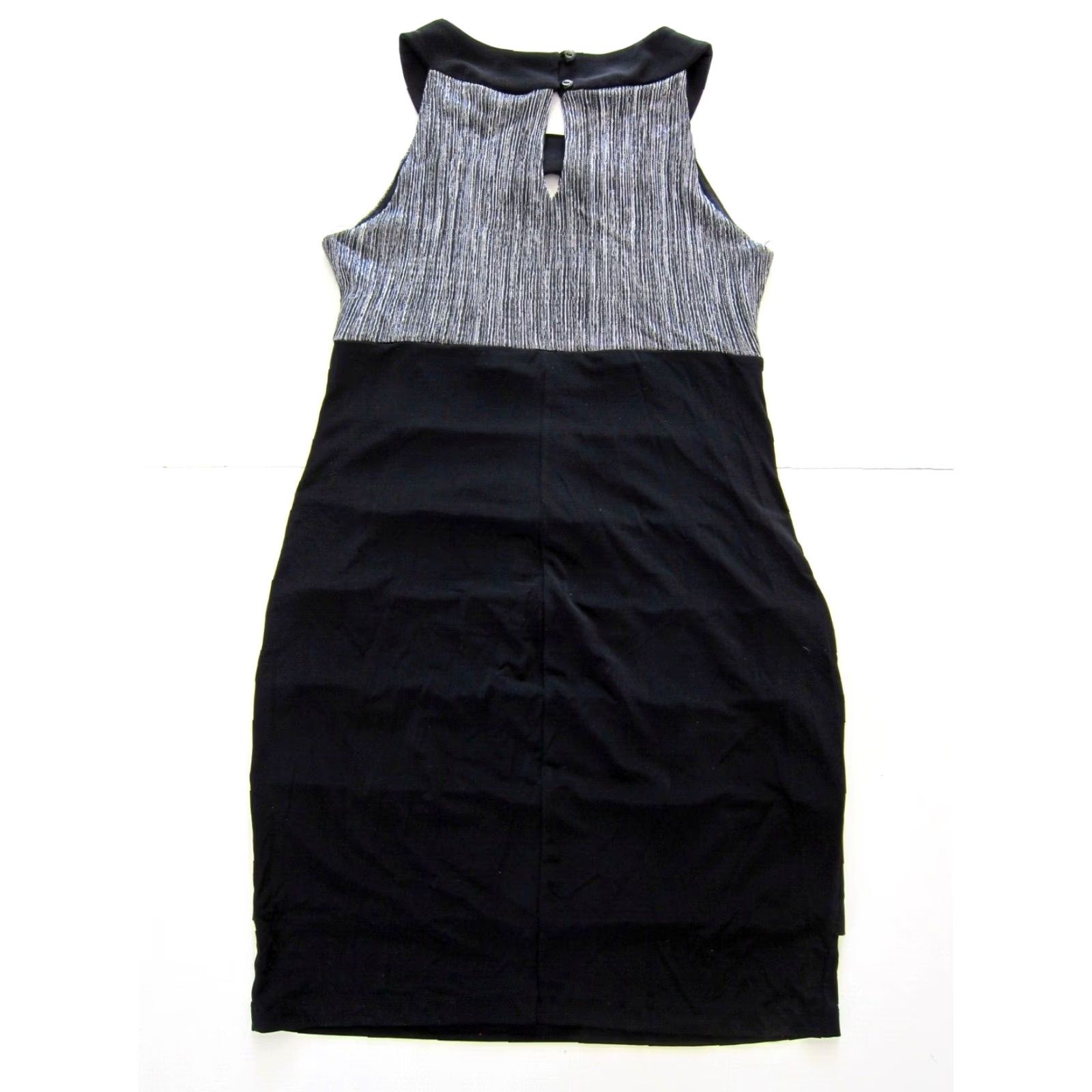 Vintage VINTAGE En Focus studio Black Silver Sleeveless High Neck Stretch Pencil Sheath Dress 8 Size M / US 6-8 / IT 42-44 - 2 Thumbnail