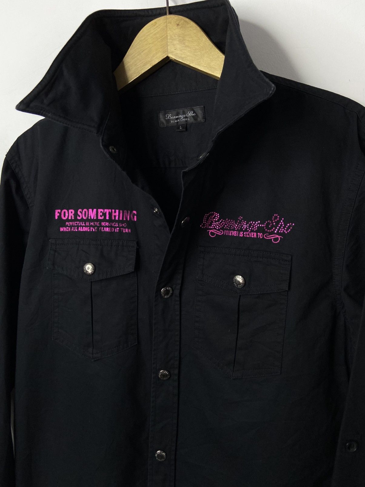 BERNINGS SHO Bernings Sho Rhinestone Skull Shirt Wired Collar Japan Rock Size L / US 10 / IT 46 - 5 Thumbnail