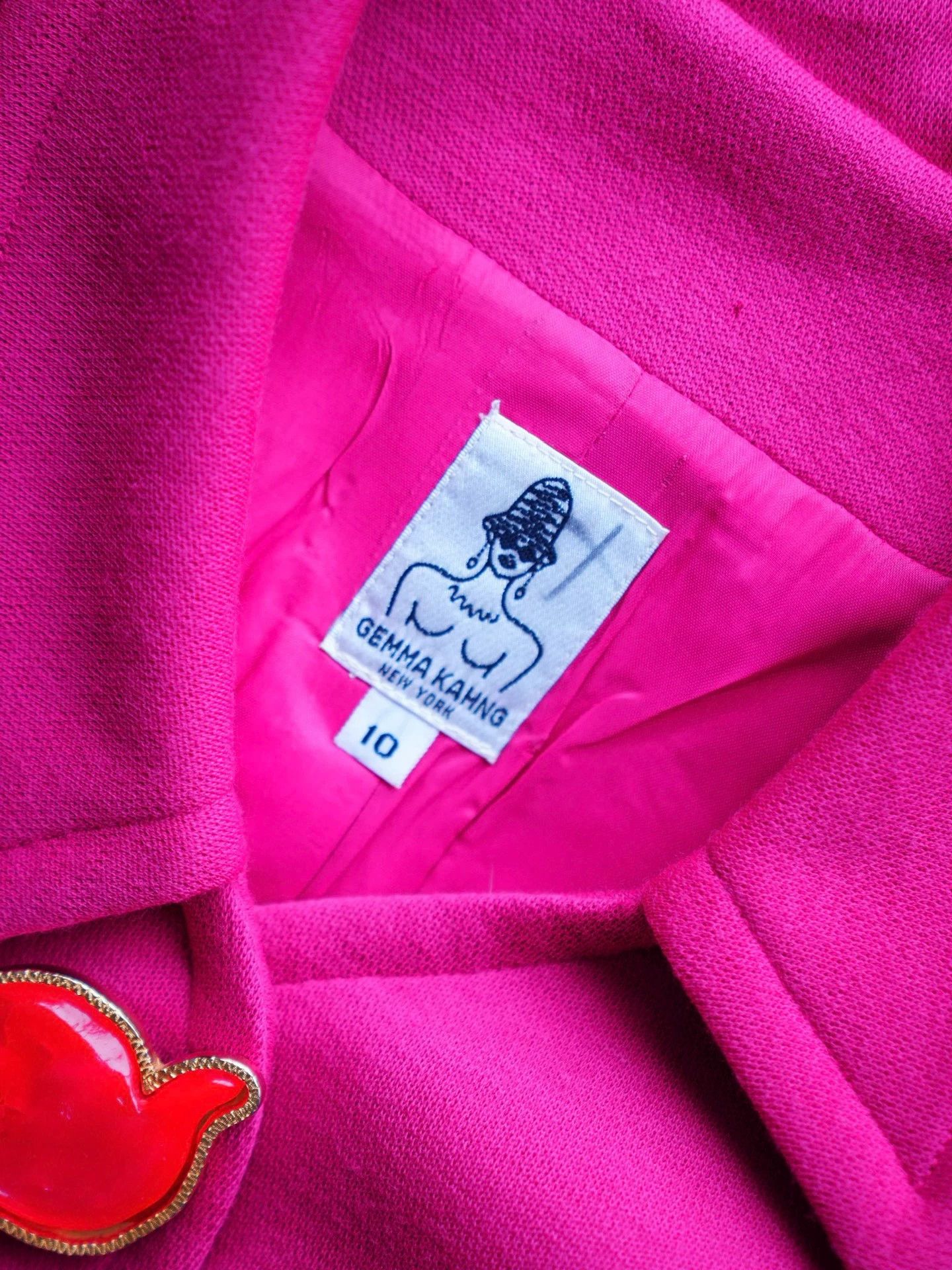 Other Gemma Kahng Vintage Pink Wool Blazer Pigeon Jeweled US10 Size L / US 10 / IT 46 - 4 Thumbnail