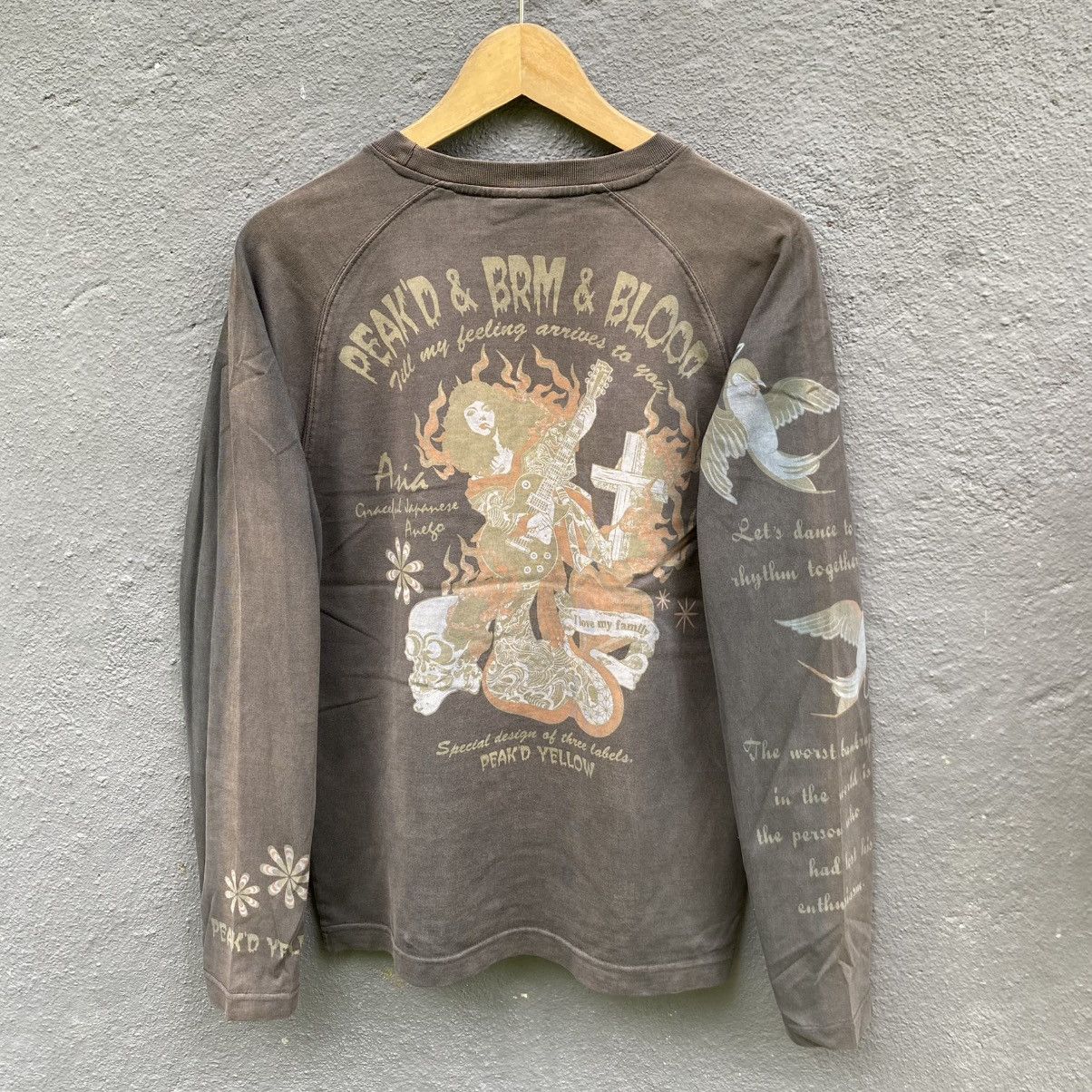 Tedman Thrashed Faded Vintage Peak'D Yellow Tedman Long Sleeve Tee Size US M / EU 48-50 / 2 - 1 Thumbnail