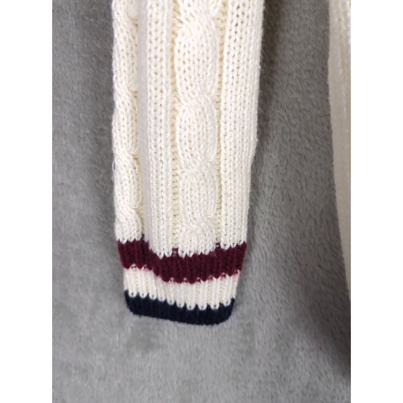 Vintage VINTAGE Spice of Life Cricket Varsity Tennis Sweater Cable Knit V Neck Womens L Creamy white 1990s Preppy Sportswear Womens Size L / US 10 / IT 46 - 5 Thumbnail