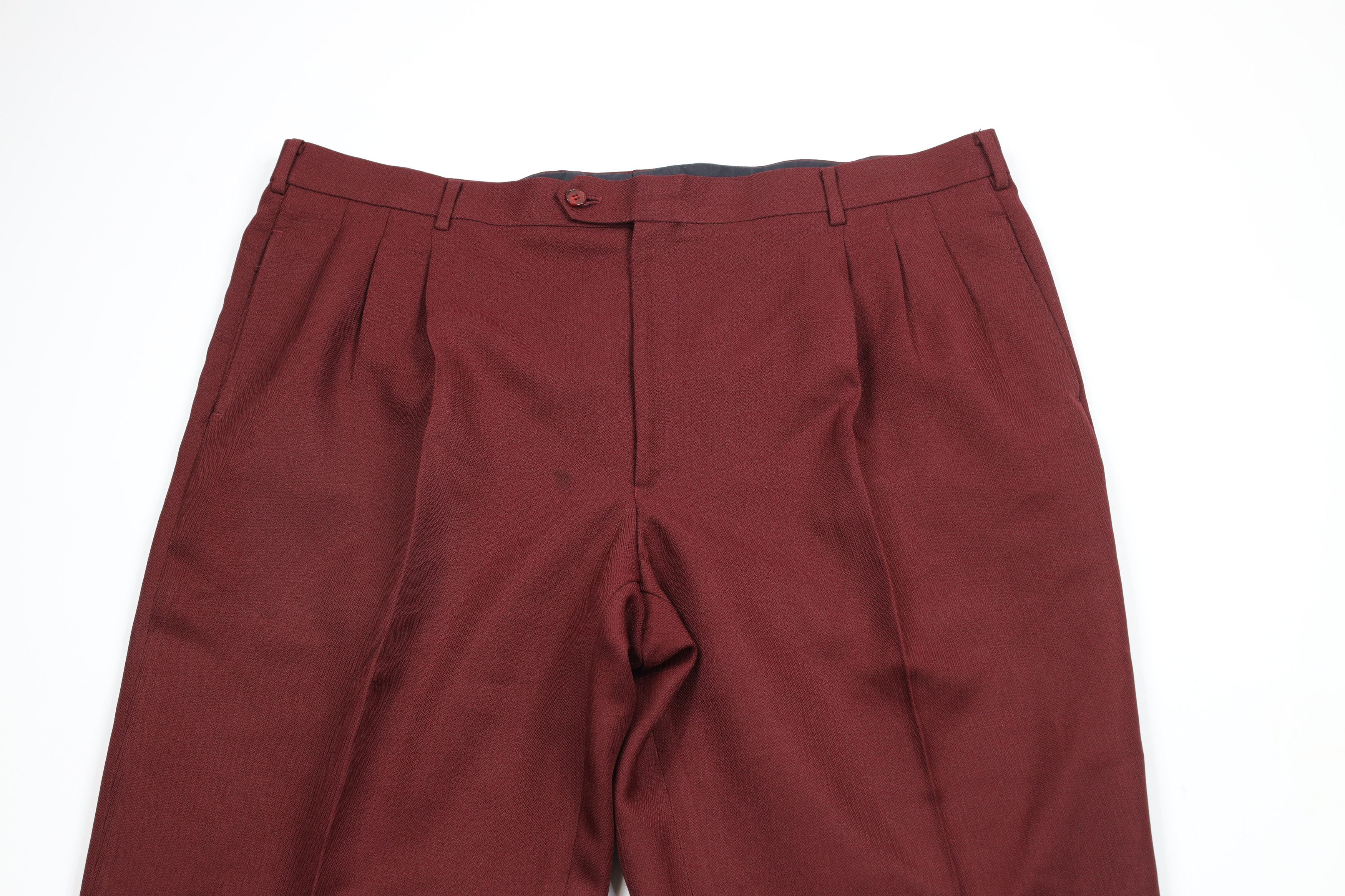Vintage Vintage 90s Streetwear Pleated Wide Leg Chino Pants Red Size US 44 / EU 60 - 2 Thumbnail