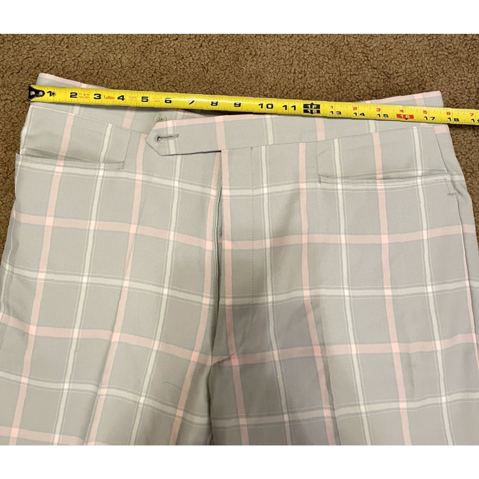 Pinko Aureus Mens Vintage 90s Pink Gray Plaid Golf Pants Sz 36x28 No Belt Pants Size US 36 / EU 52 - 3 Thumbnail