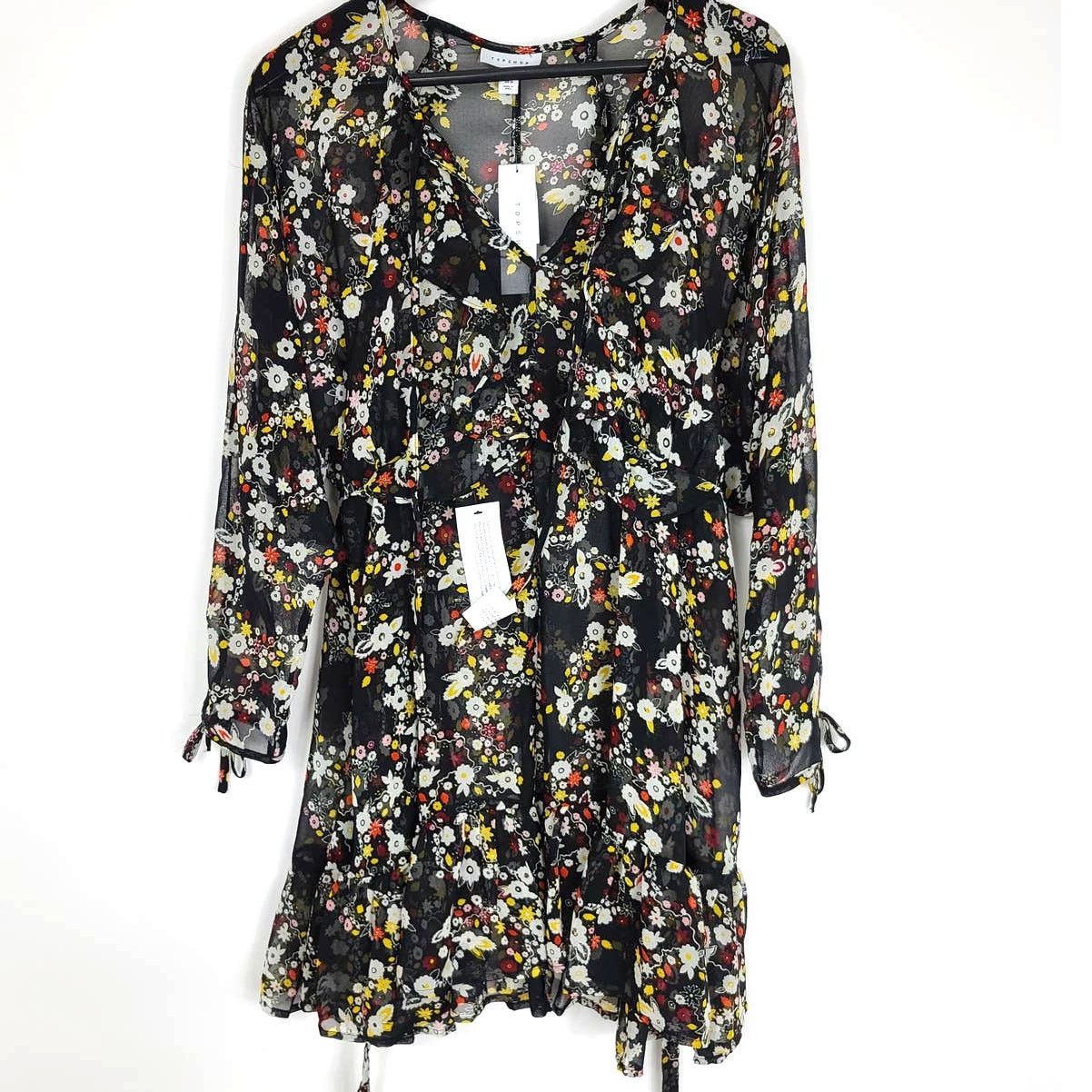 Topshop Topshop Sheer Floral Ruffle Dress NWT Size 10 Size L / US 10 / IT 46 - 2 Thumbnail