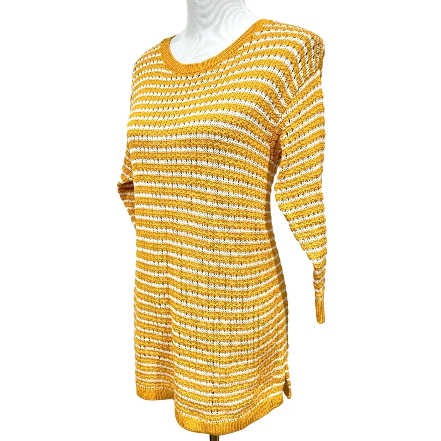 Talbots Talbots Sweater Striped Pullover Yellow White Petite M Womens Pullover Knit Cotton Lyocell 28.5" Length 18" Chest 16" Sleeve 16" Nicely Sheer? N/A Size M / US 6-8 / IT 42-44 - 4 Thumbnail