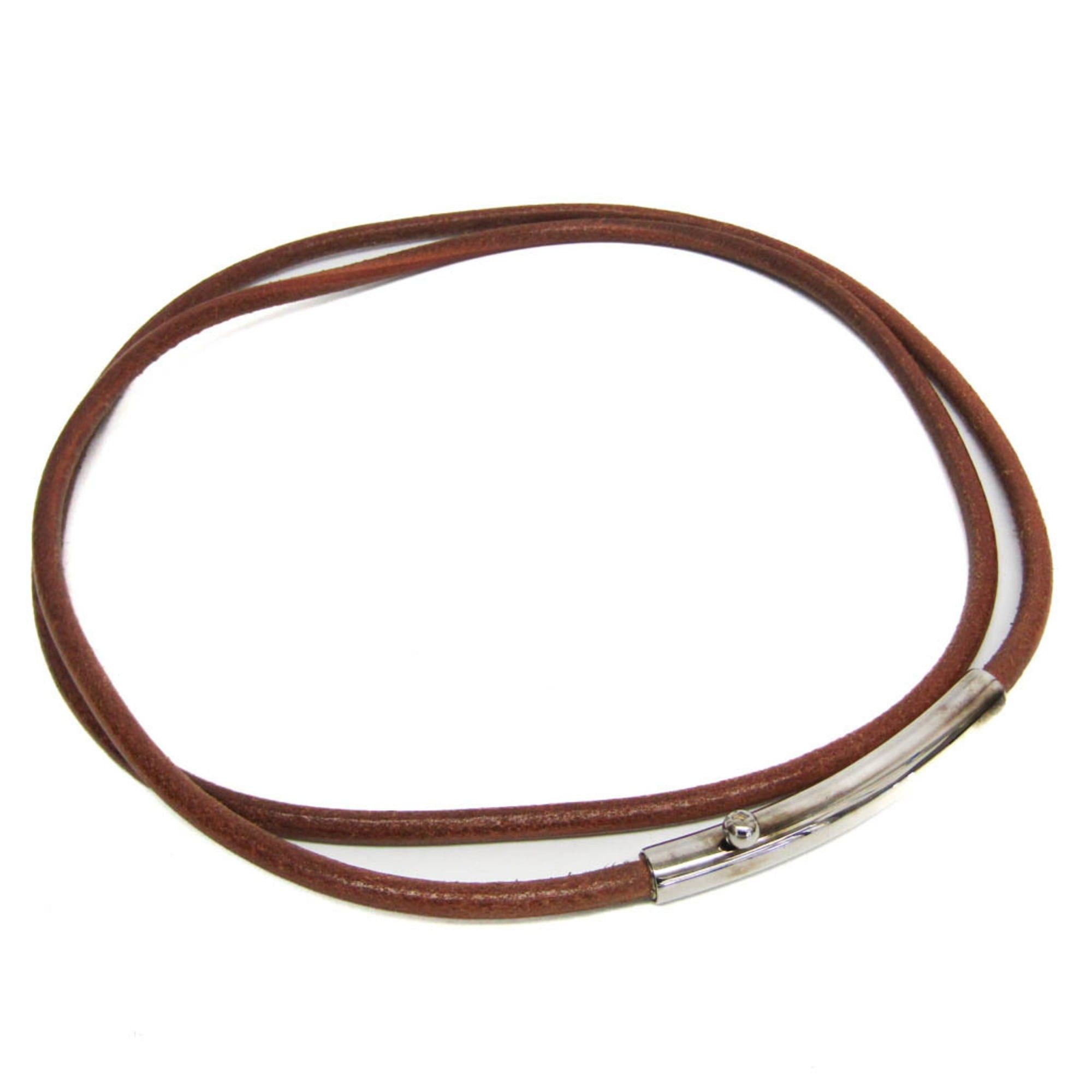 Hermes Hermes Women,Men Leather Chain Belt Brown,Silver Size ONE SIZE - 1 Thumbnail
