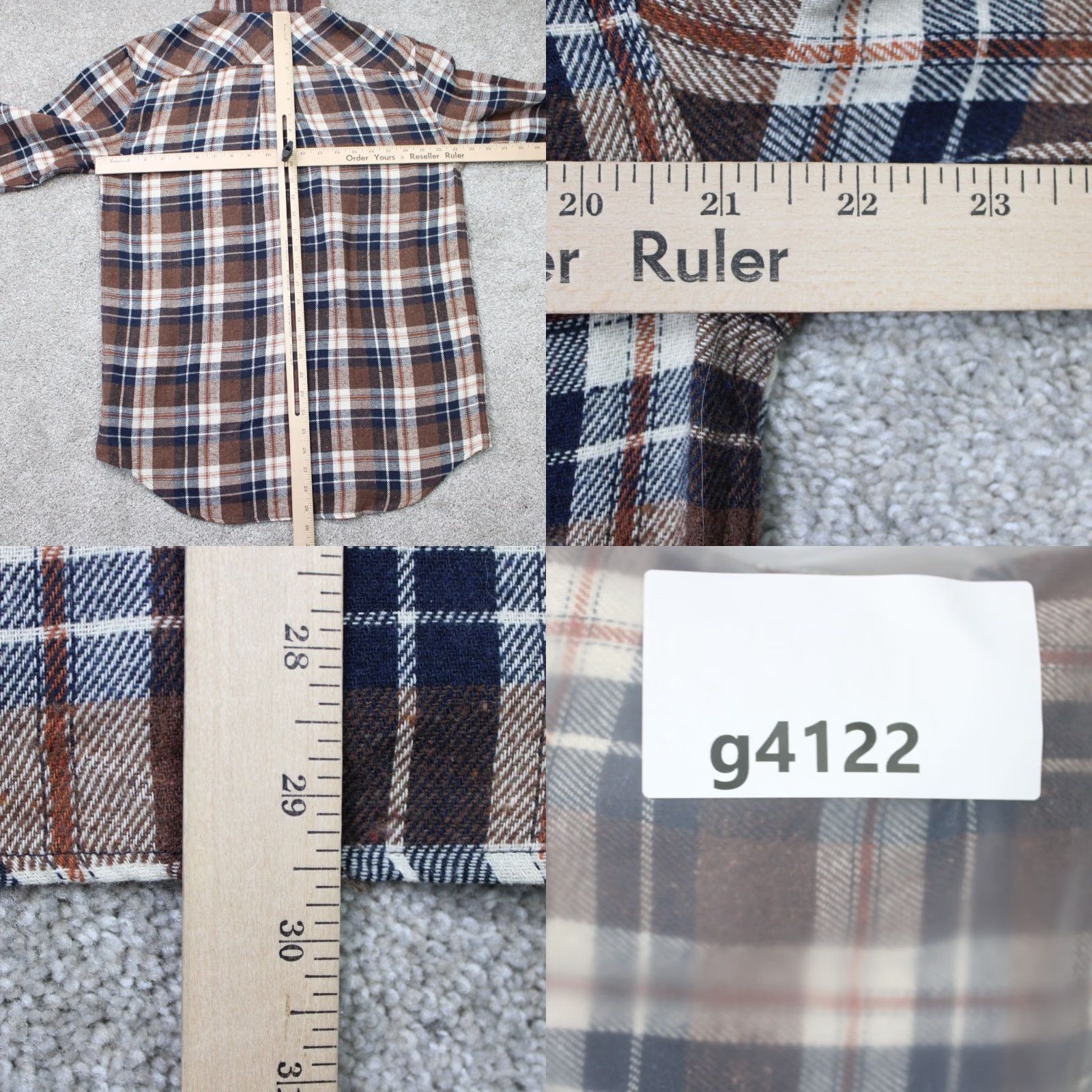 Vintage Tailor Vintage Shirt Mens Medium Brown/Blue Plaid Flannel Button-Up Long Sleeve NWT Casual Workwear Size US M / EU 48-50 / 2 - 8 Thumbnail