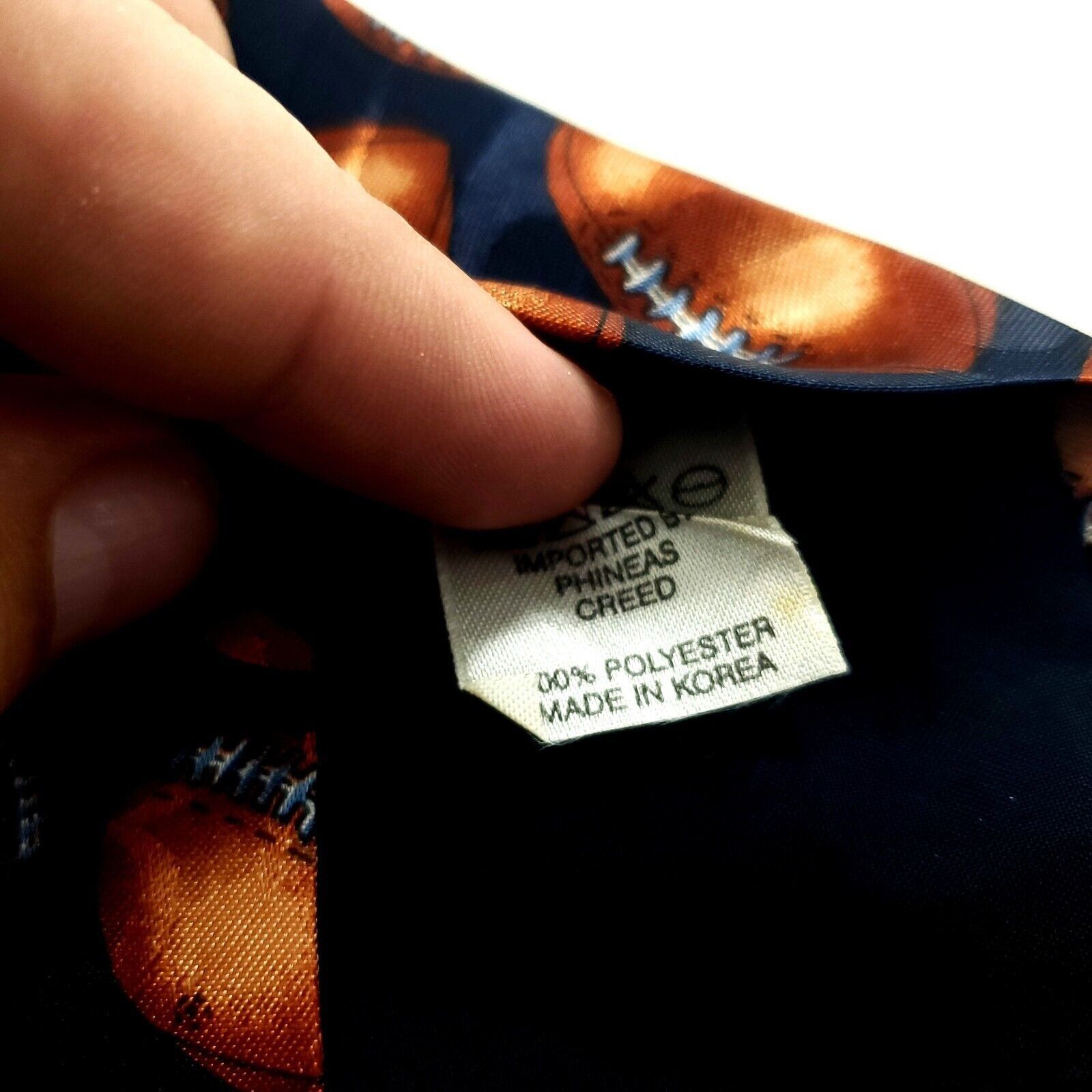 Vintage Phineas Creed Blue Football Polyester Jacquard Print Short T Size ONE SIZE - 4 Thumbnail