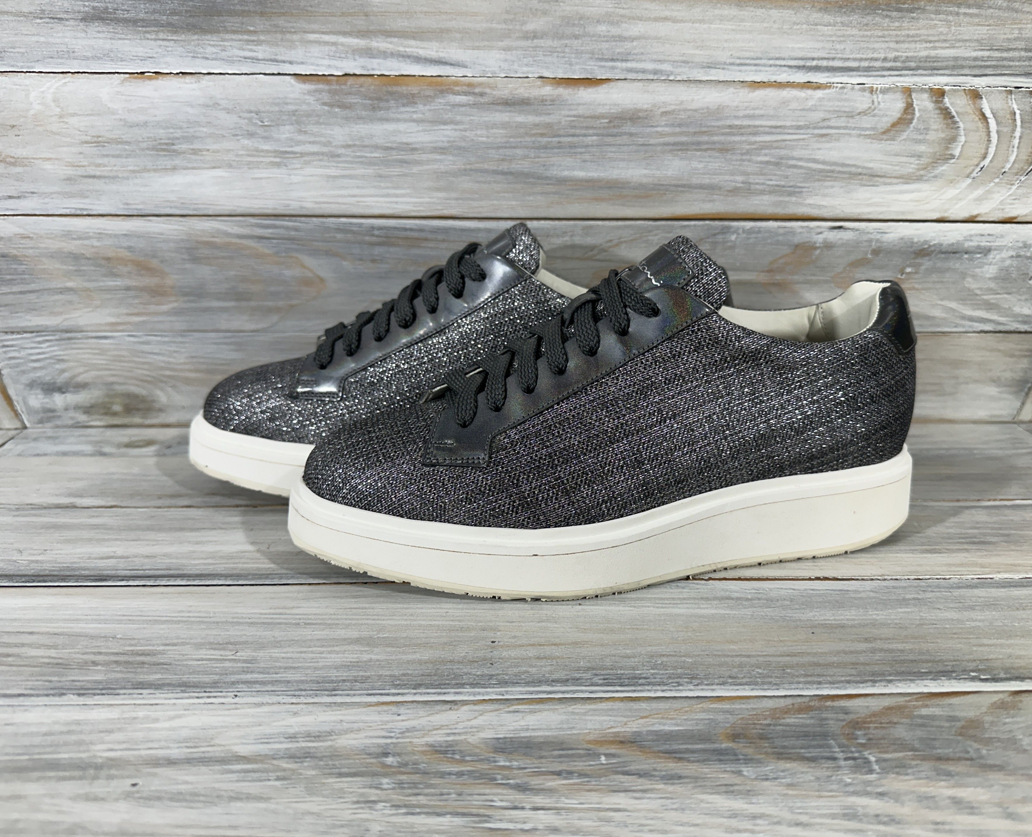 Santoni Santoni Made In Italy Women's Silver Leather Sneakers Luxury Size US 6.5 / IT 36.5 - 5 Thumbnail