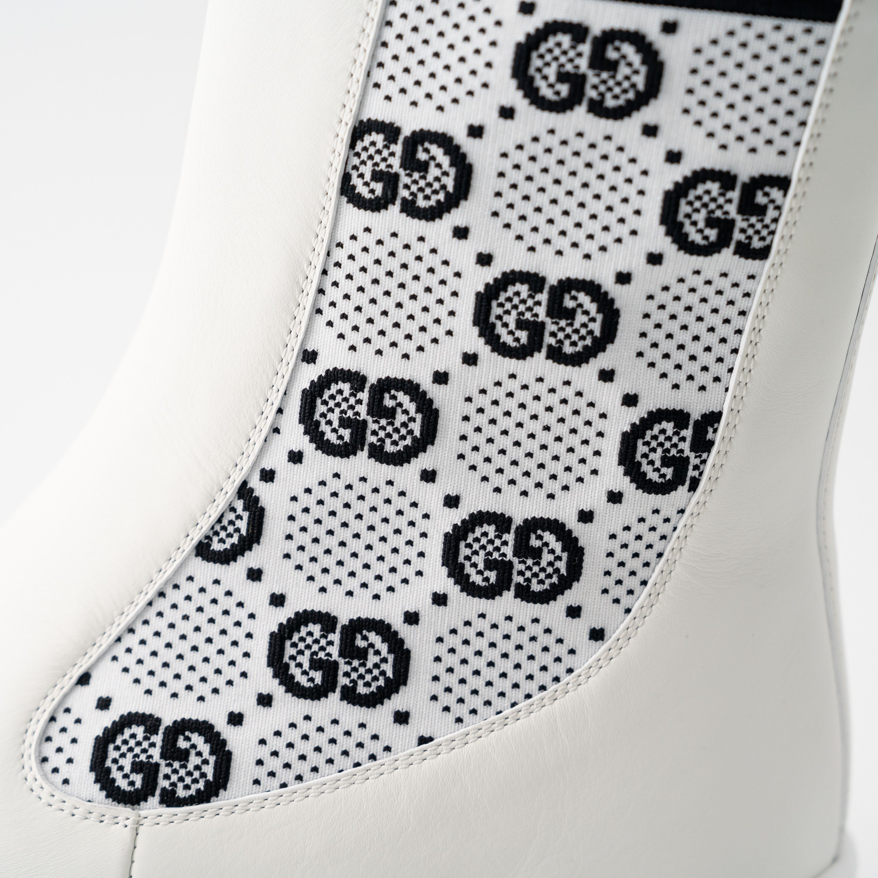 Gucci 41G - Gucci GG Panelled Jersey Leather Boots White Black Size US 11 / IT 41 - 5 Thumbnail