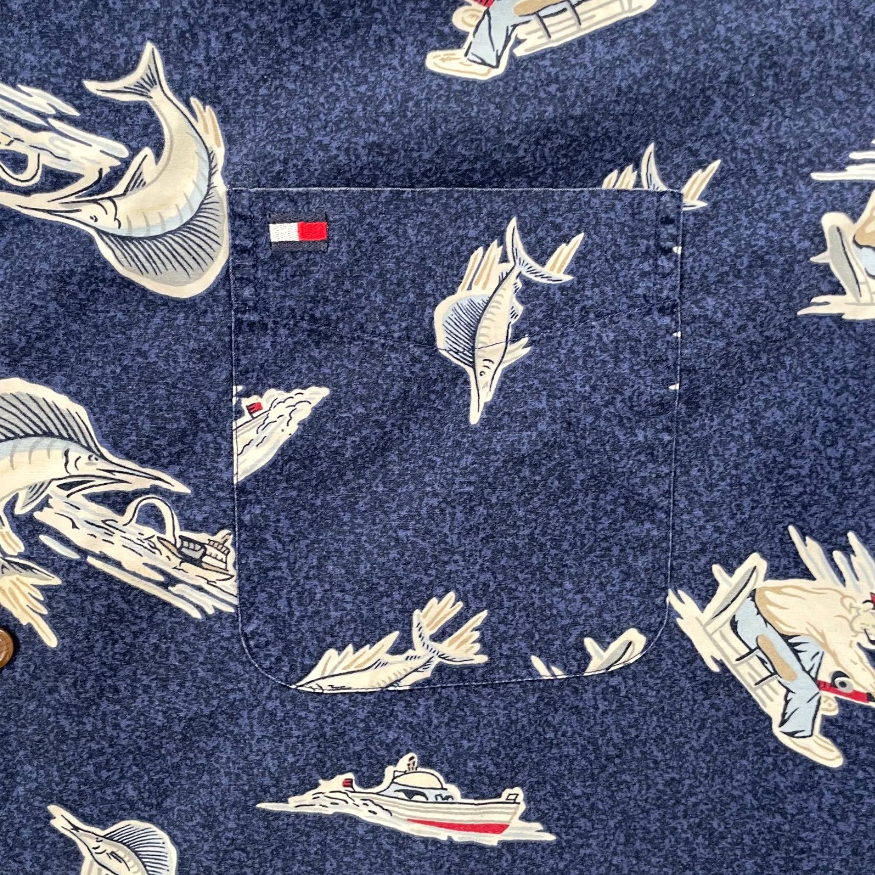 Tommy Hilfiger VINTAGE Tommy Hilfiger Shirt Adult Large Blue Fish Marlin Nautical 90s Mens L Size US L / EU 52-54 / 3 - 4 Thumbnail
