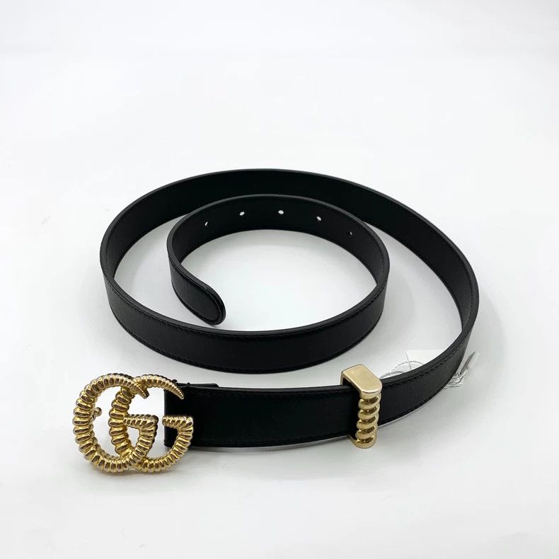 Gucci Gucci Black thread double G gold buckle leather belt belt 2 Size ONE SIZE - 3 Thumbnail