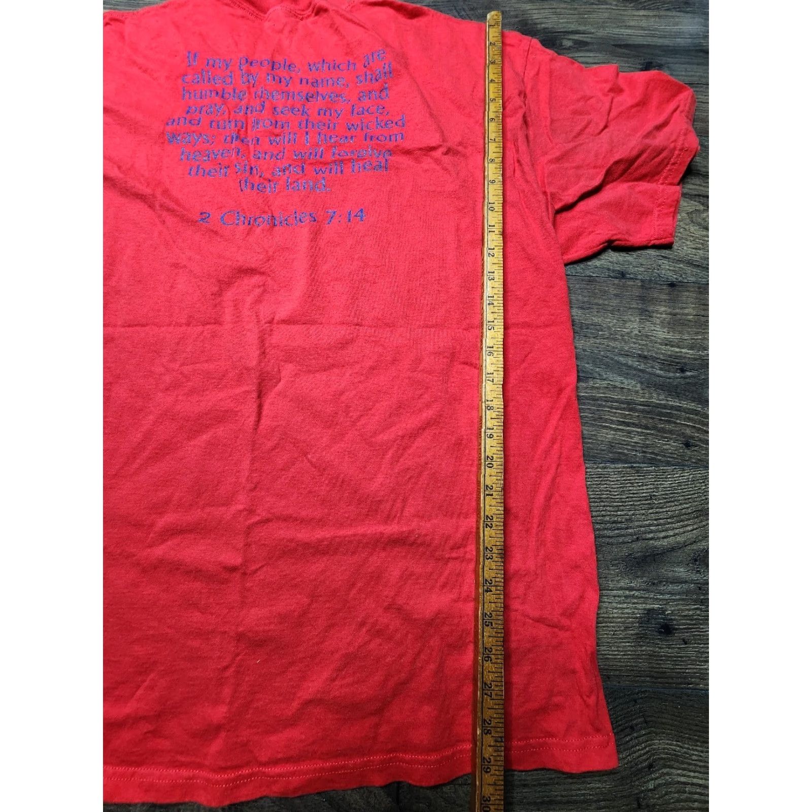 Port & Company Pray for America Mens 2XL Double Sided T Shirt Chronicles 7:14 USA BK Patriotic Size US XXL / EU 58 / 5 - 4 Thumbnail