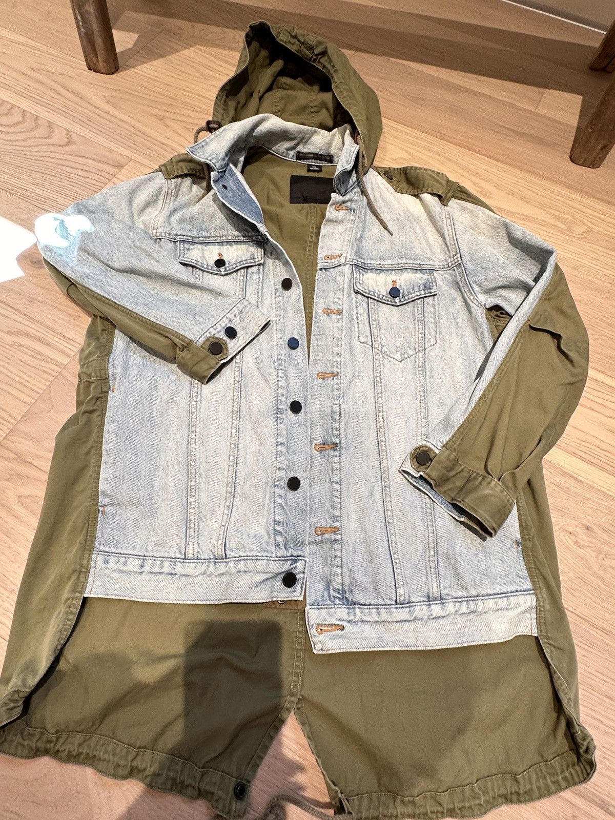 Alexander Wang Army-Green Daze Mix Oversized Denim Jacket | Grailed